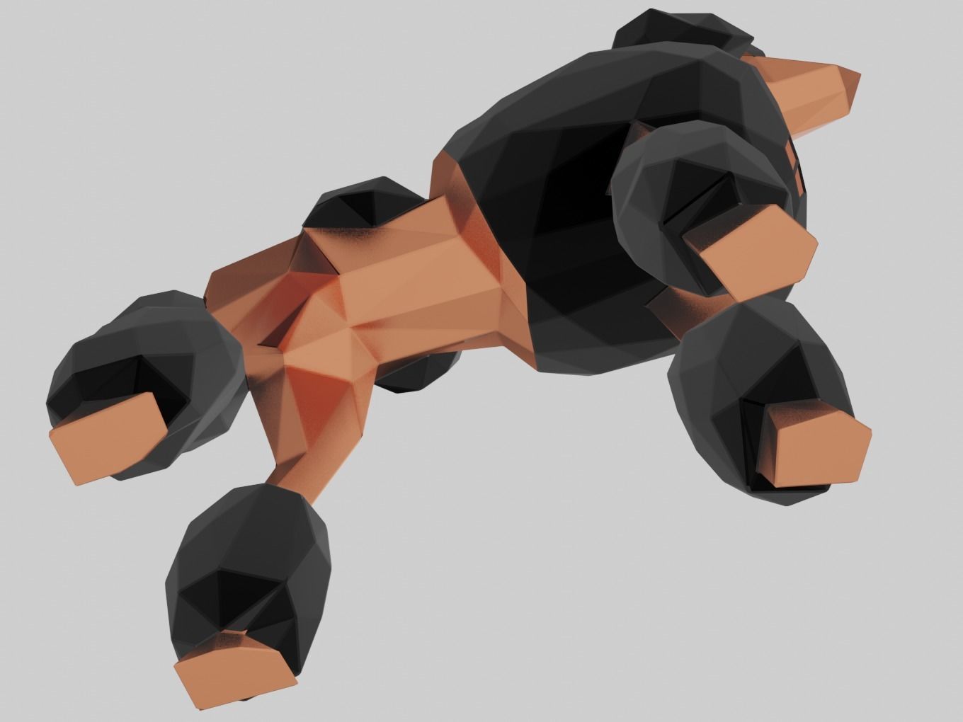 Polygonal Poodle Dog Parametric 3D print model_8