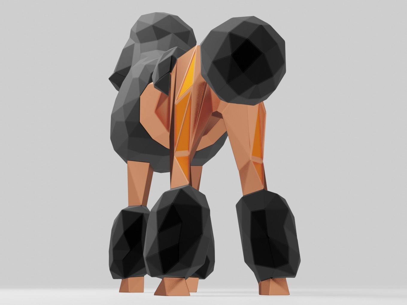 Polygonal Poodle Dog Parametric 3D print model_7