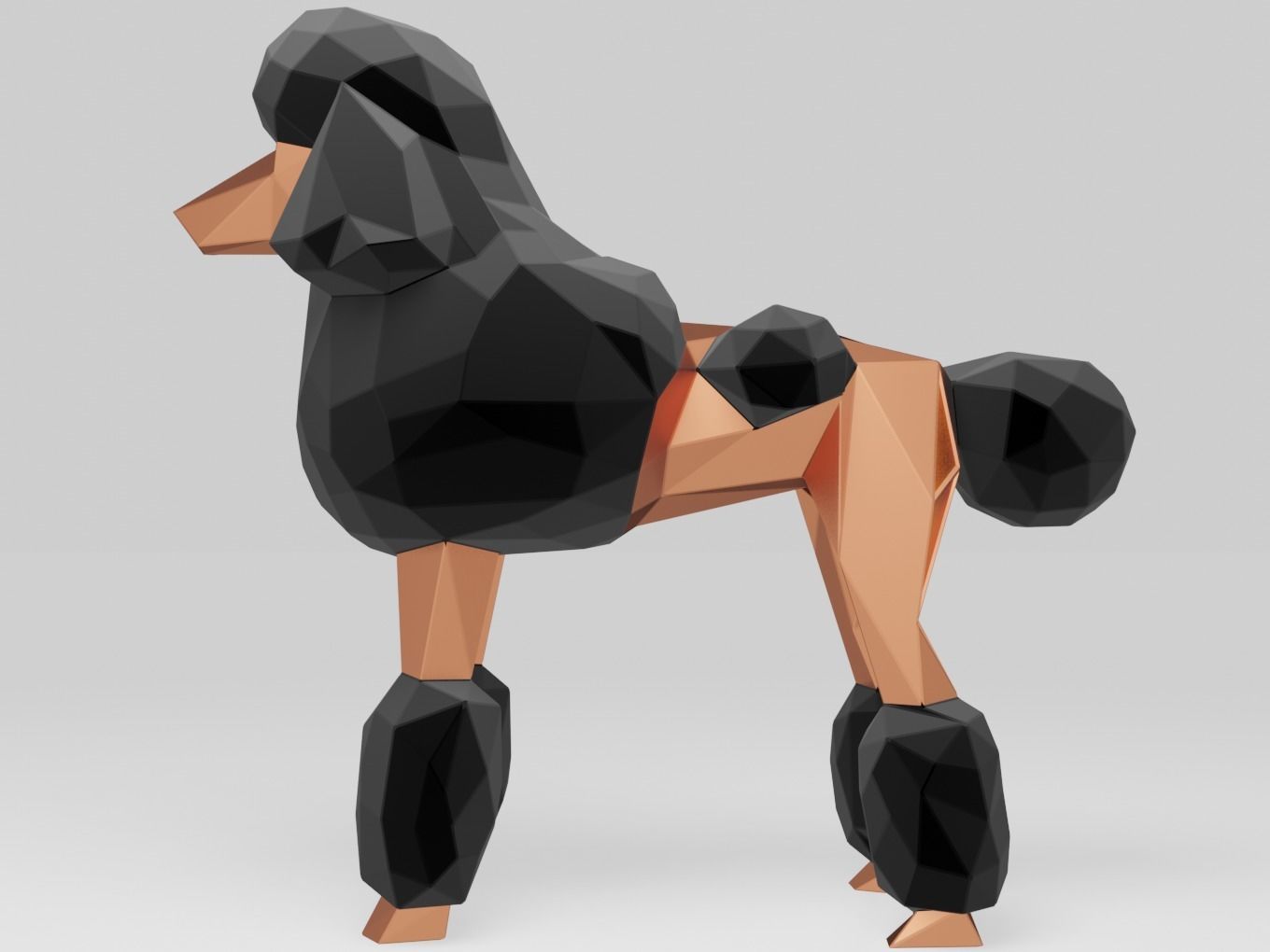 Polygonal Poodle Dog Parametric 3D print model_4