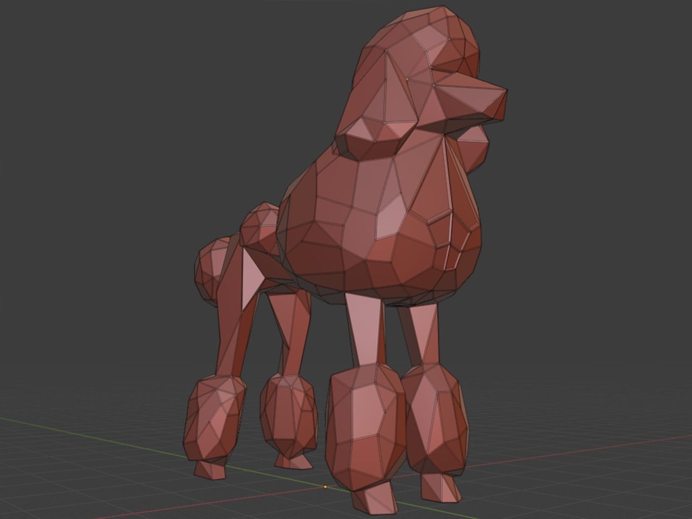 Polygonal Poodle Dog Parametric 3D print model_11