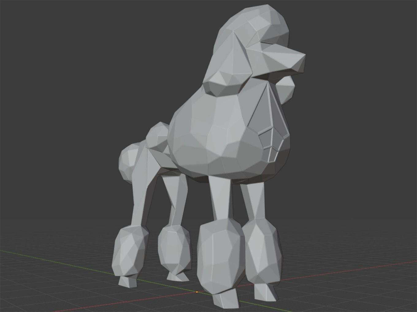 Polygonal Poodle Dog Parametric 3D print model_9