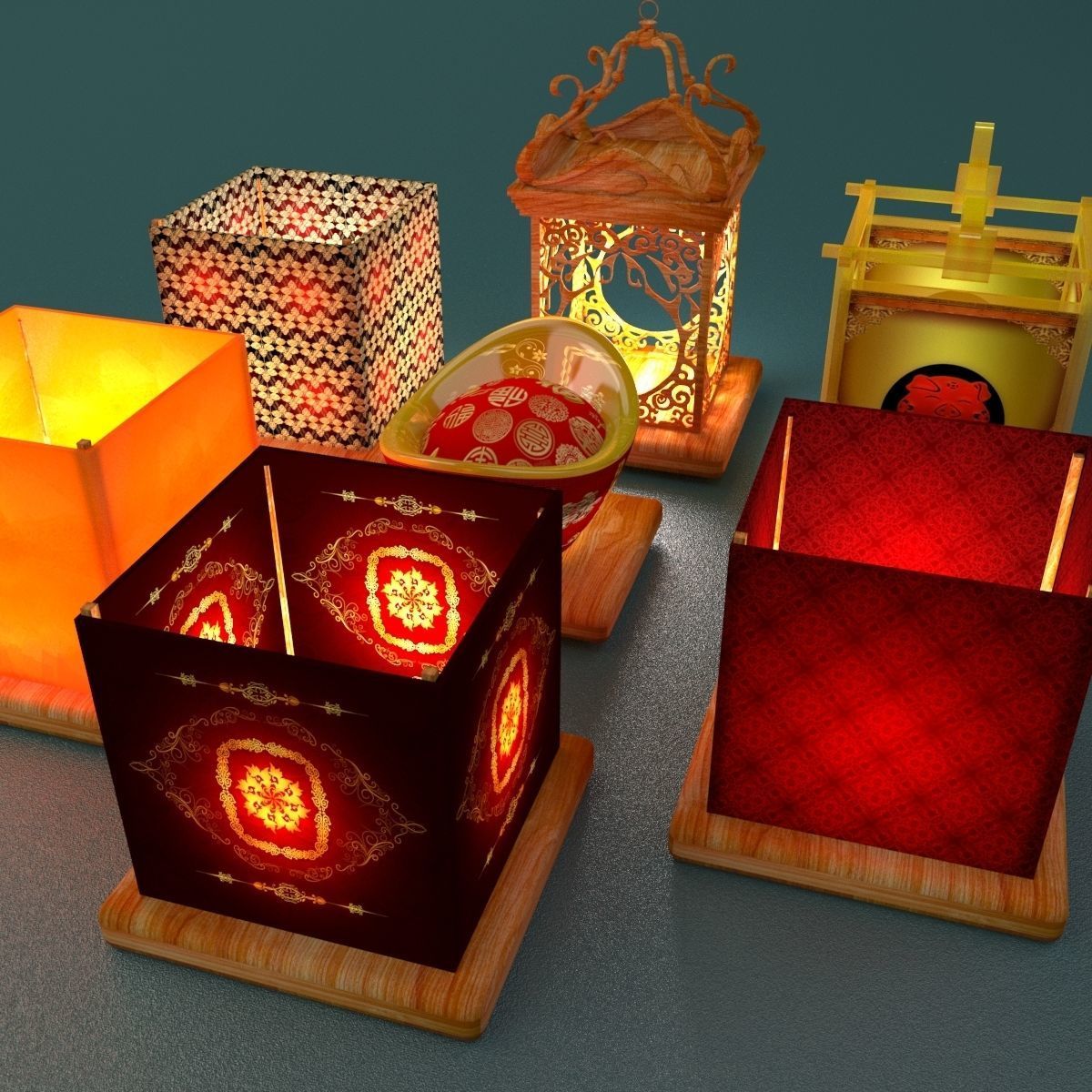 Chinese Water Lantern 3D model_3