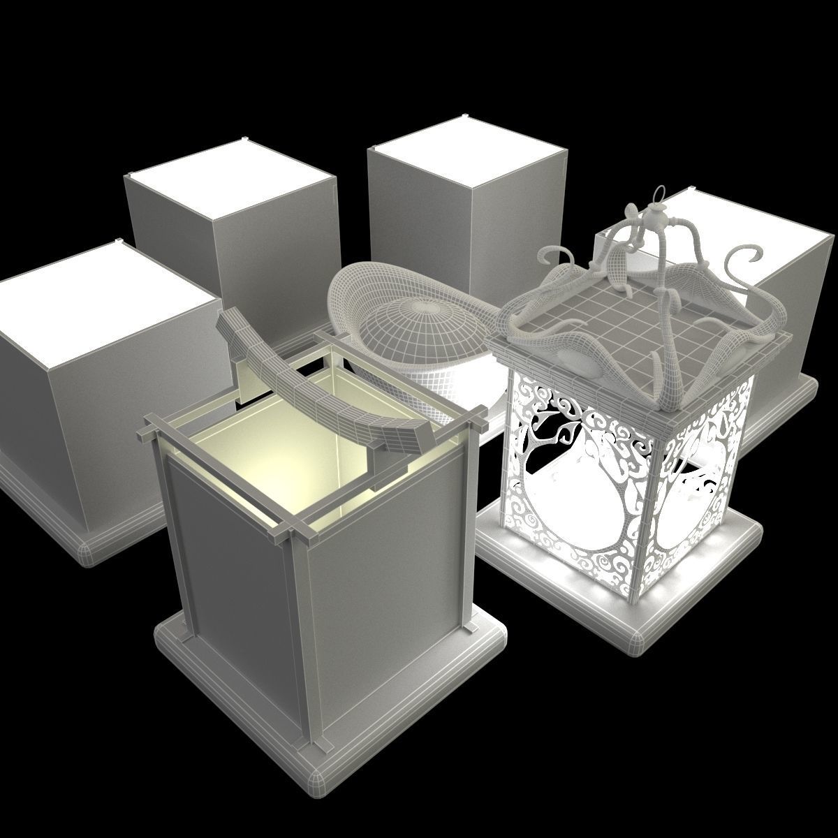 Chinese Water Lantern 3D model_5