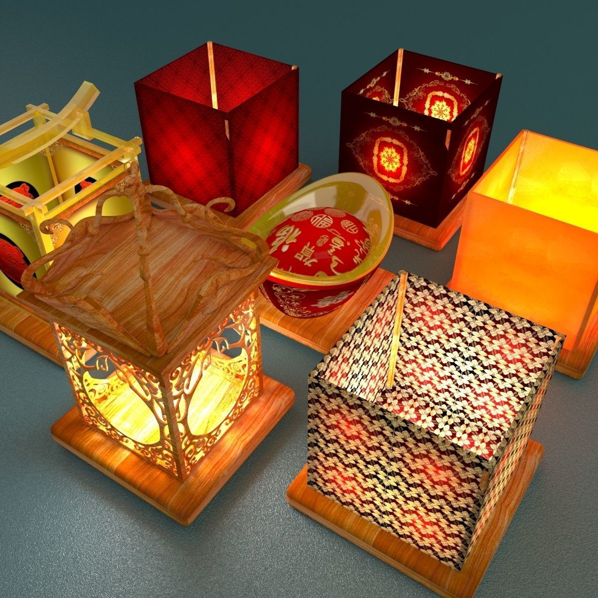 Chinese Water Lantern 3D model_4