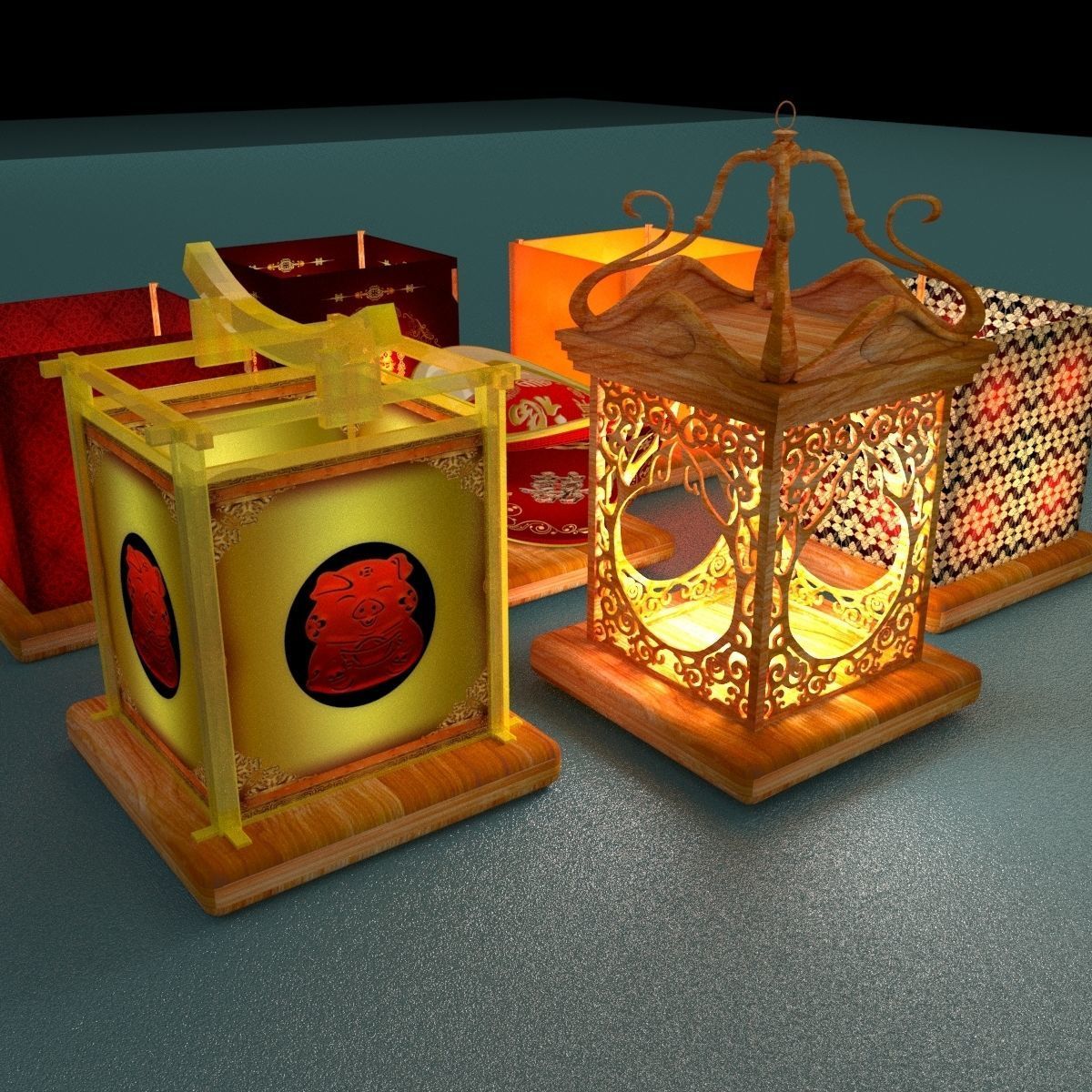 Chinese Water Lantern 3D model_2