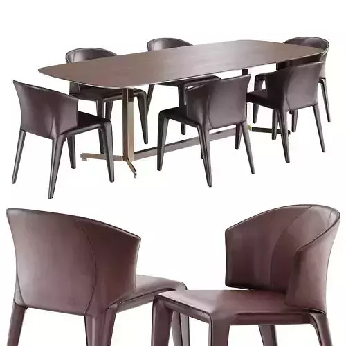 natuzzi atta chair campus table 3D model