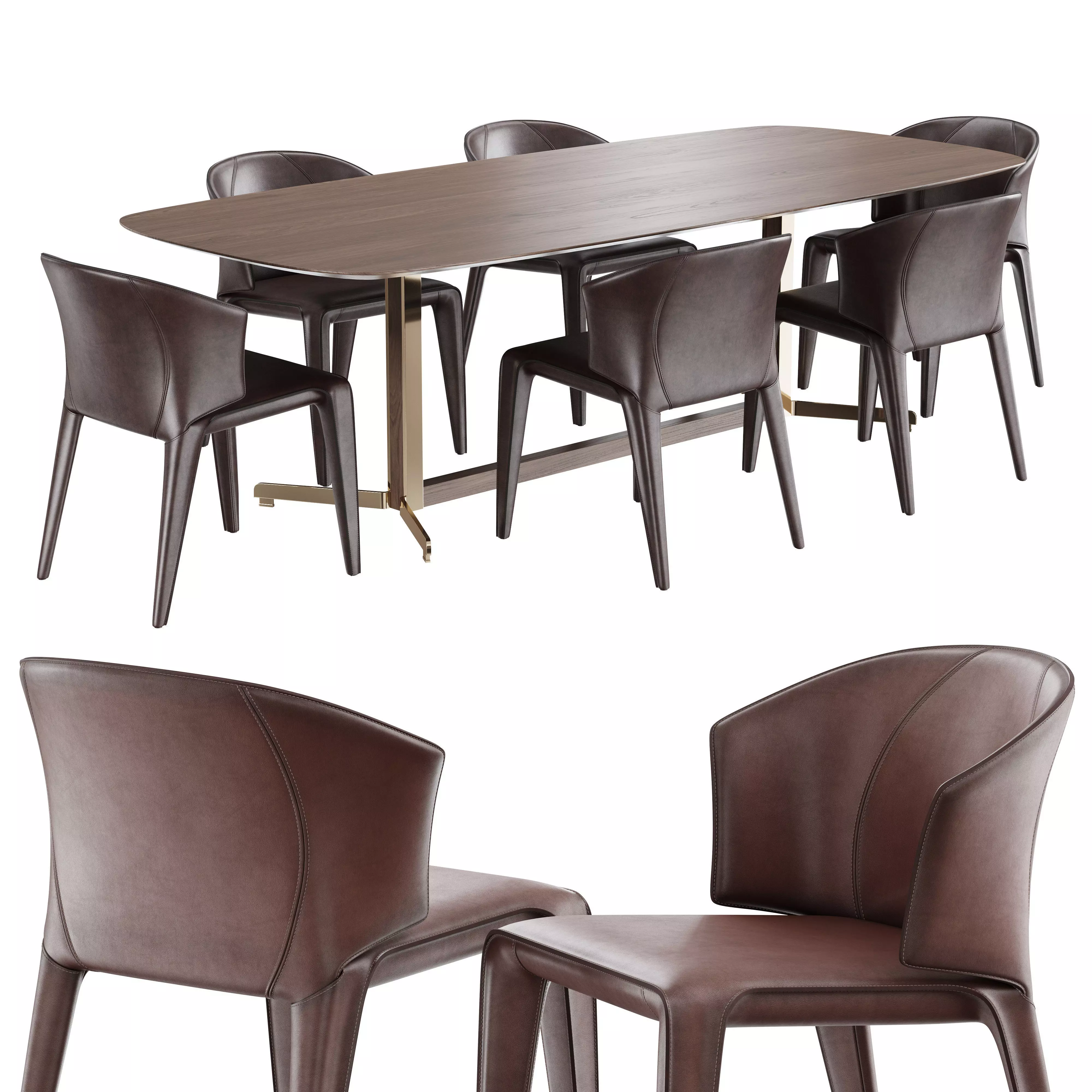 natuzzi atta chair campus table 3D model