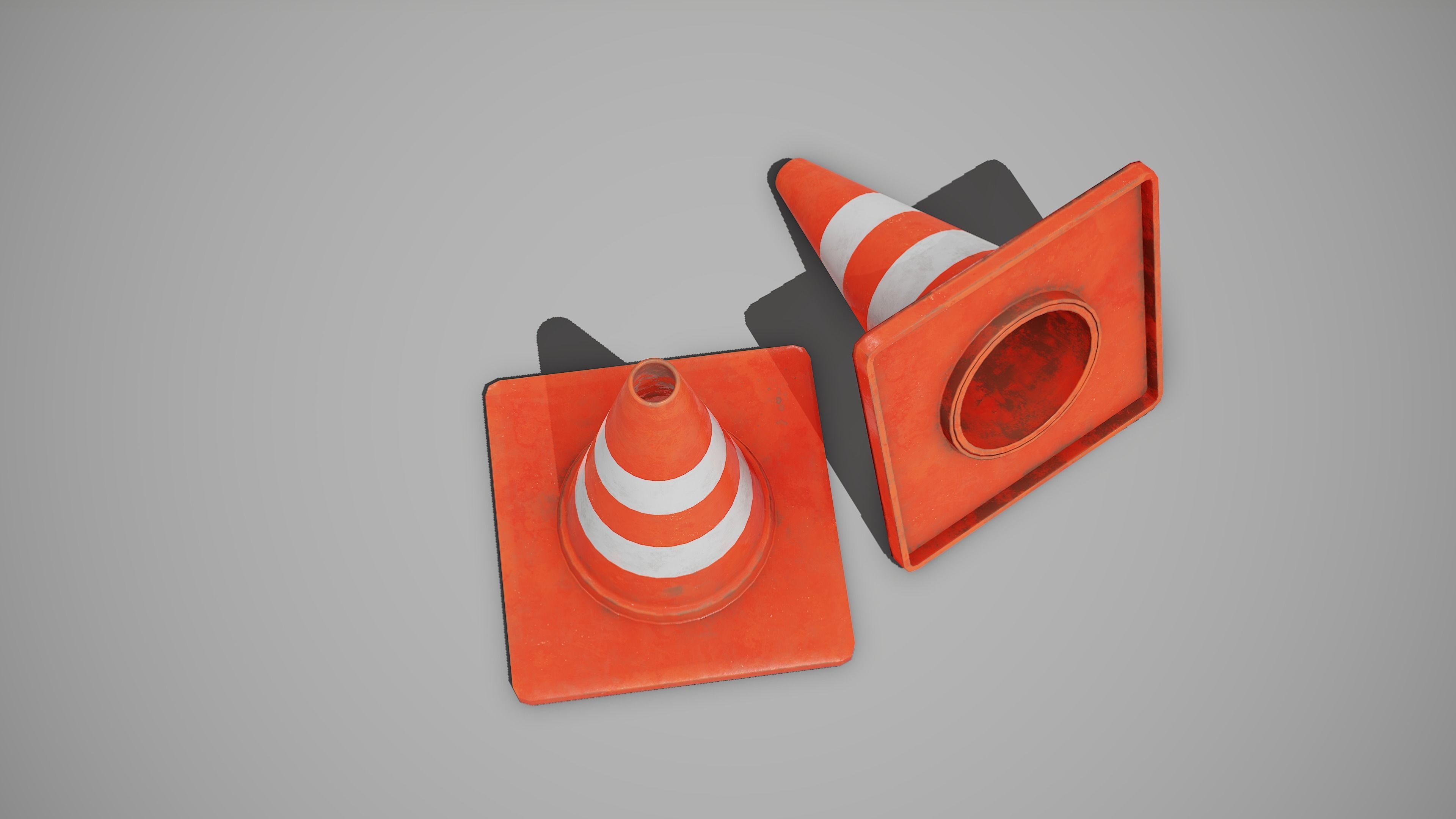 Traffic Cone Low-poly 3D model_9