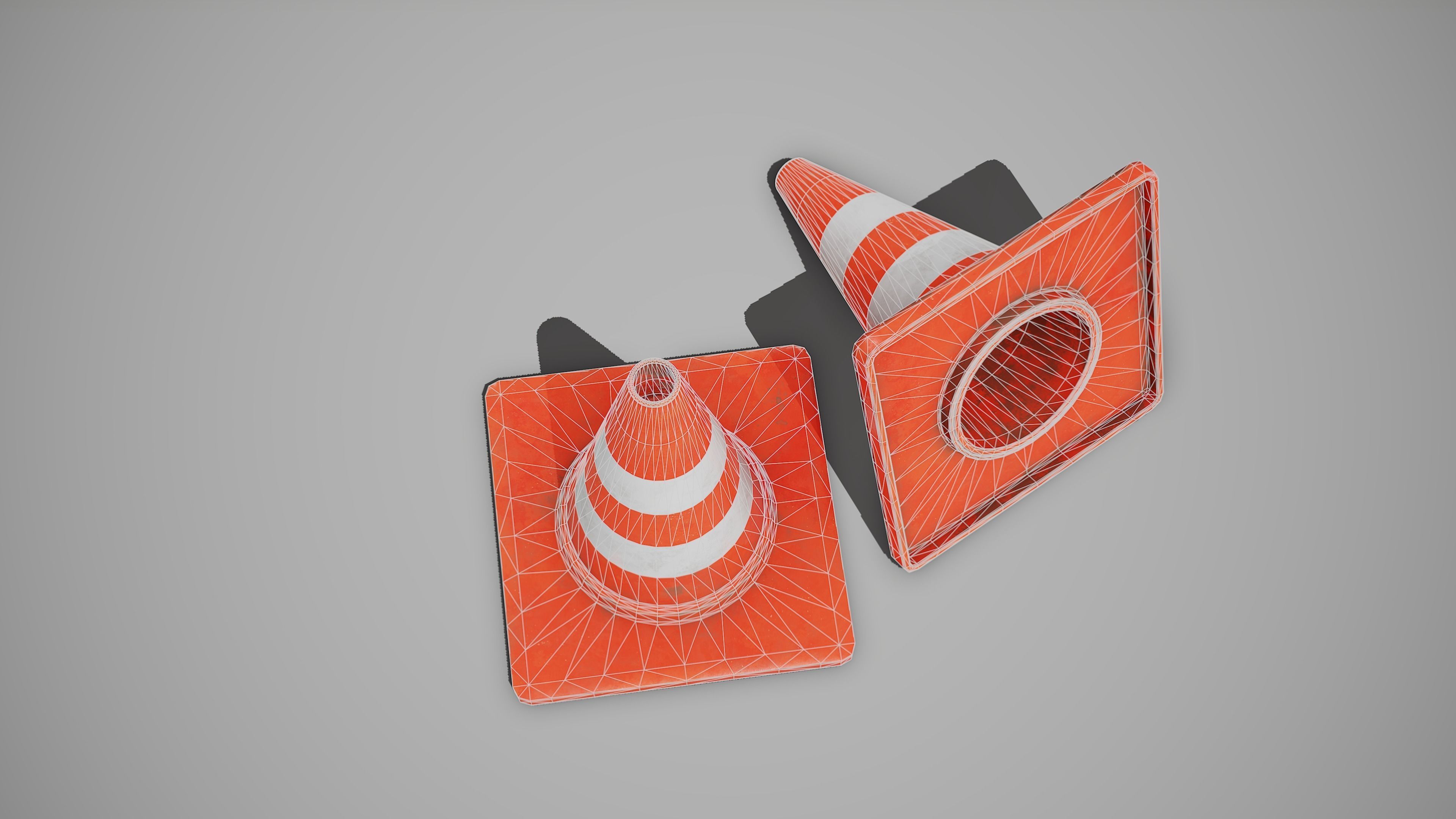 Traffic Cone Low-poly 3D model_10