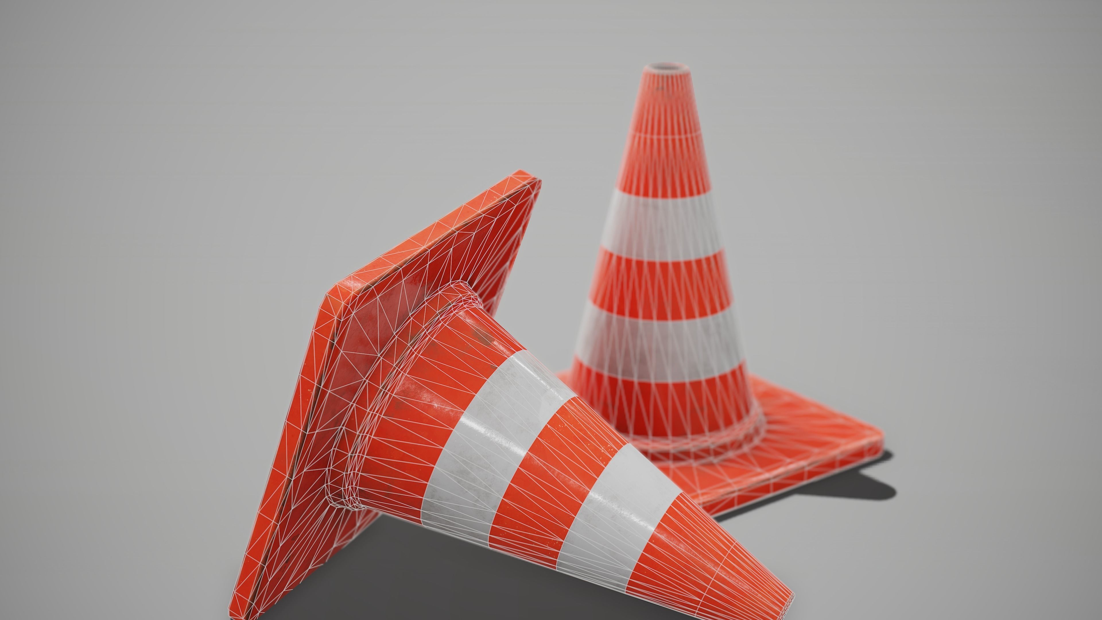 Traffic Cone Low-poly 3D model_4