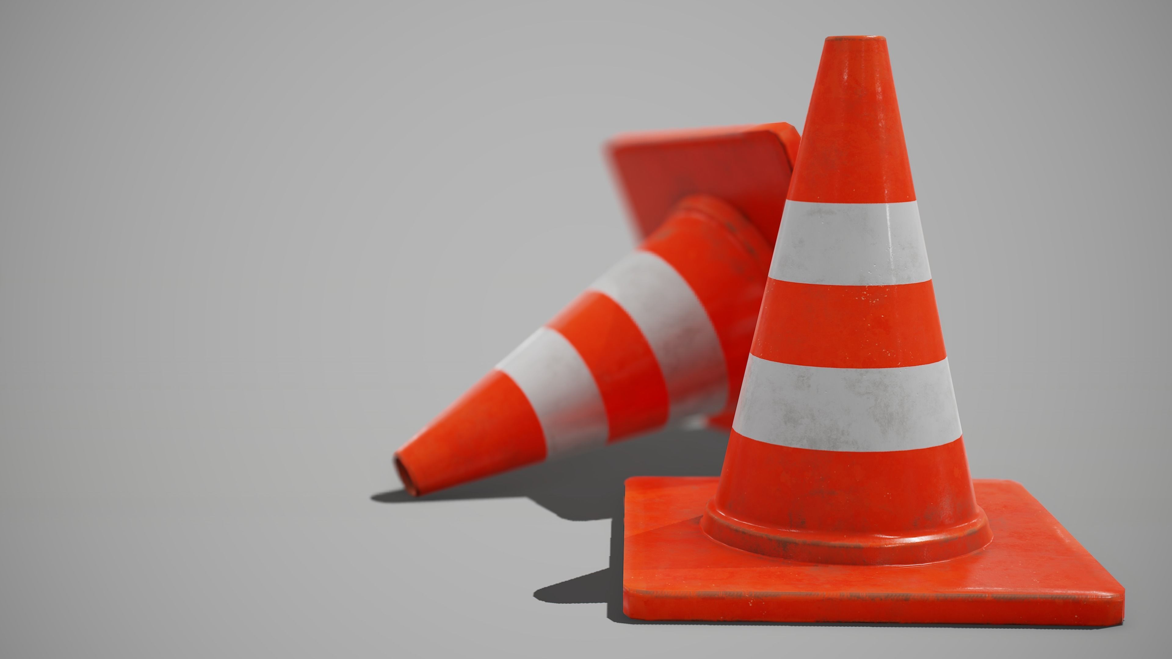 Traffic Cone Low-poly 3D model_7