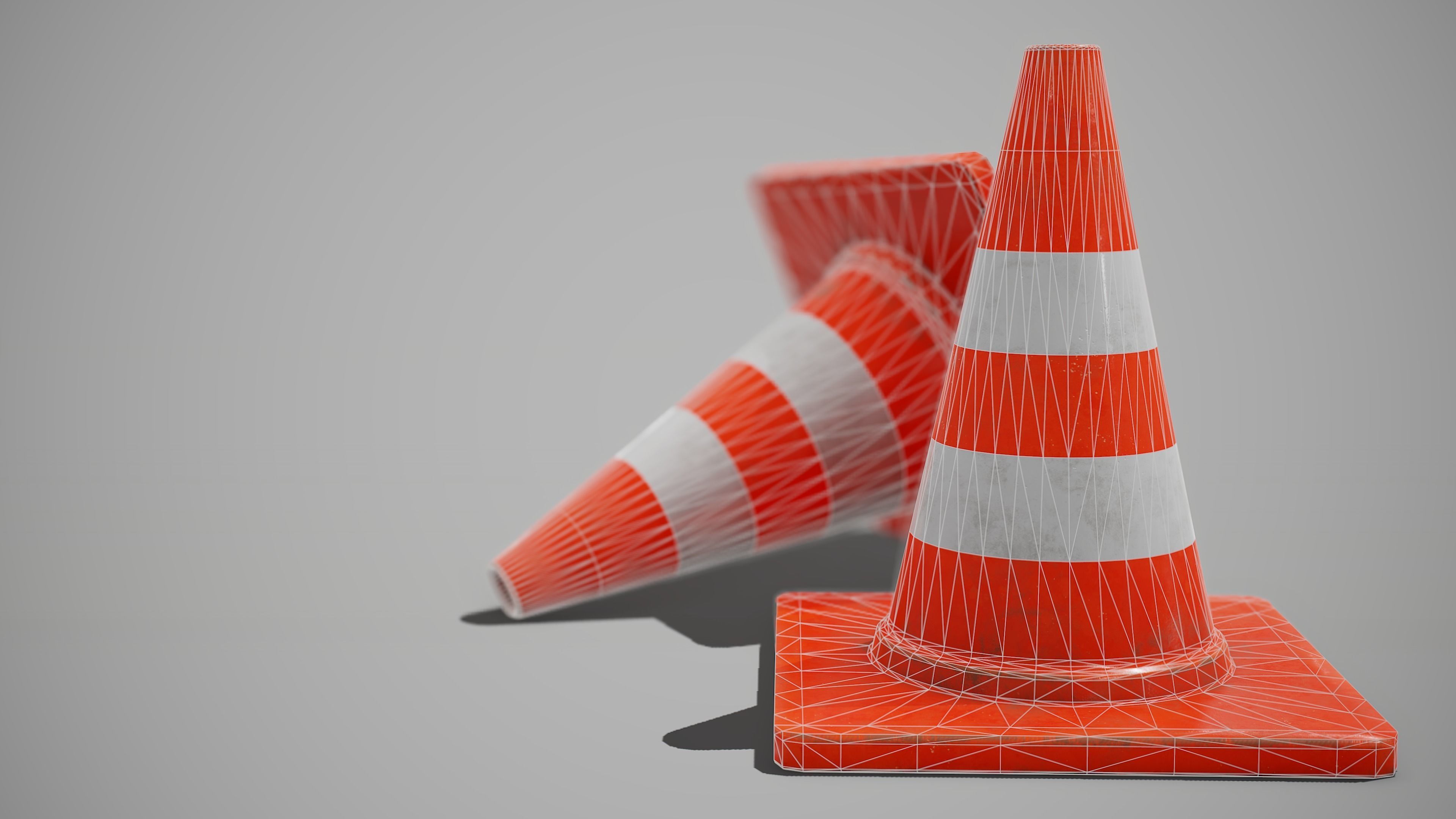 Traffic Cone Low-poly 3D model_8