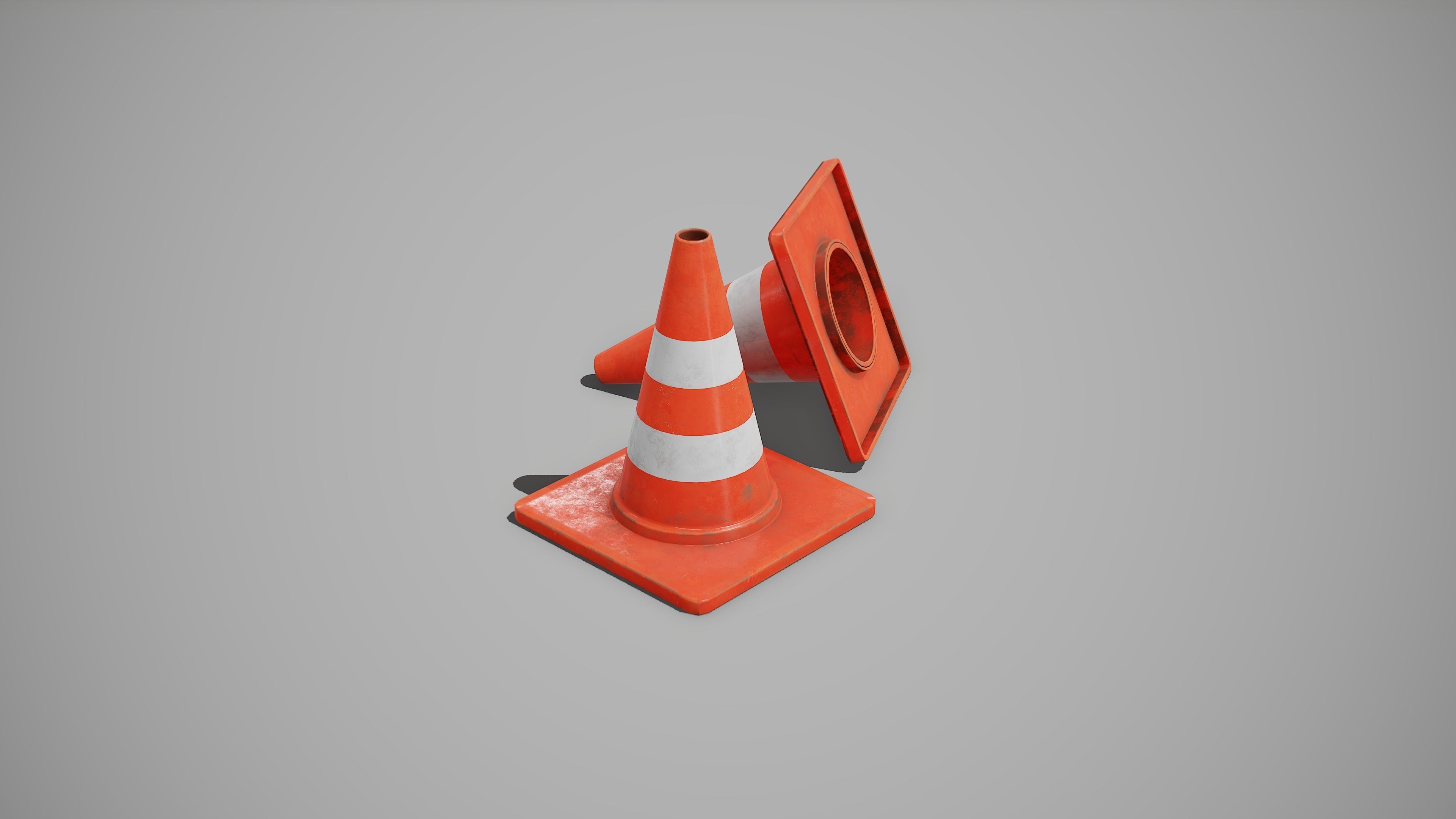 Traffic Cone Low-poly 3D model_11