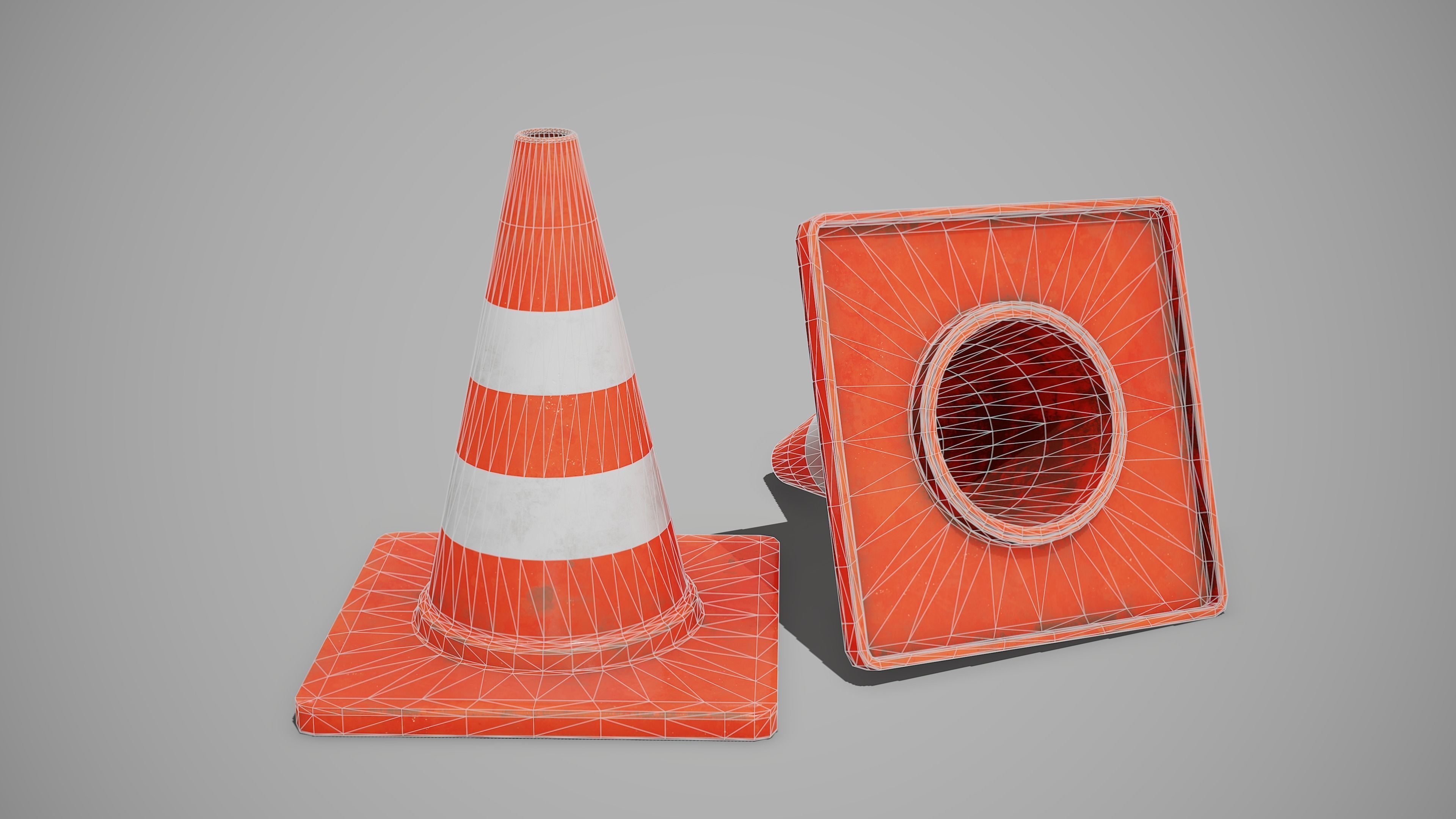 Traffic Cone Low-poly 3D model_6