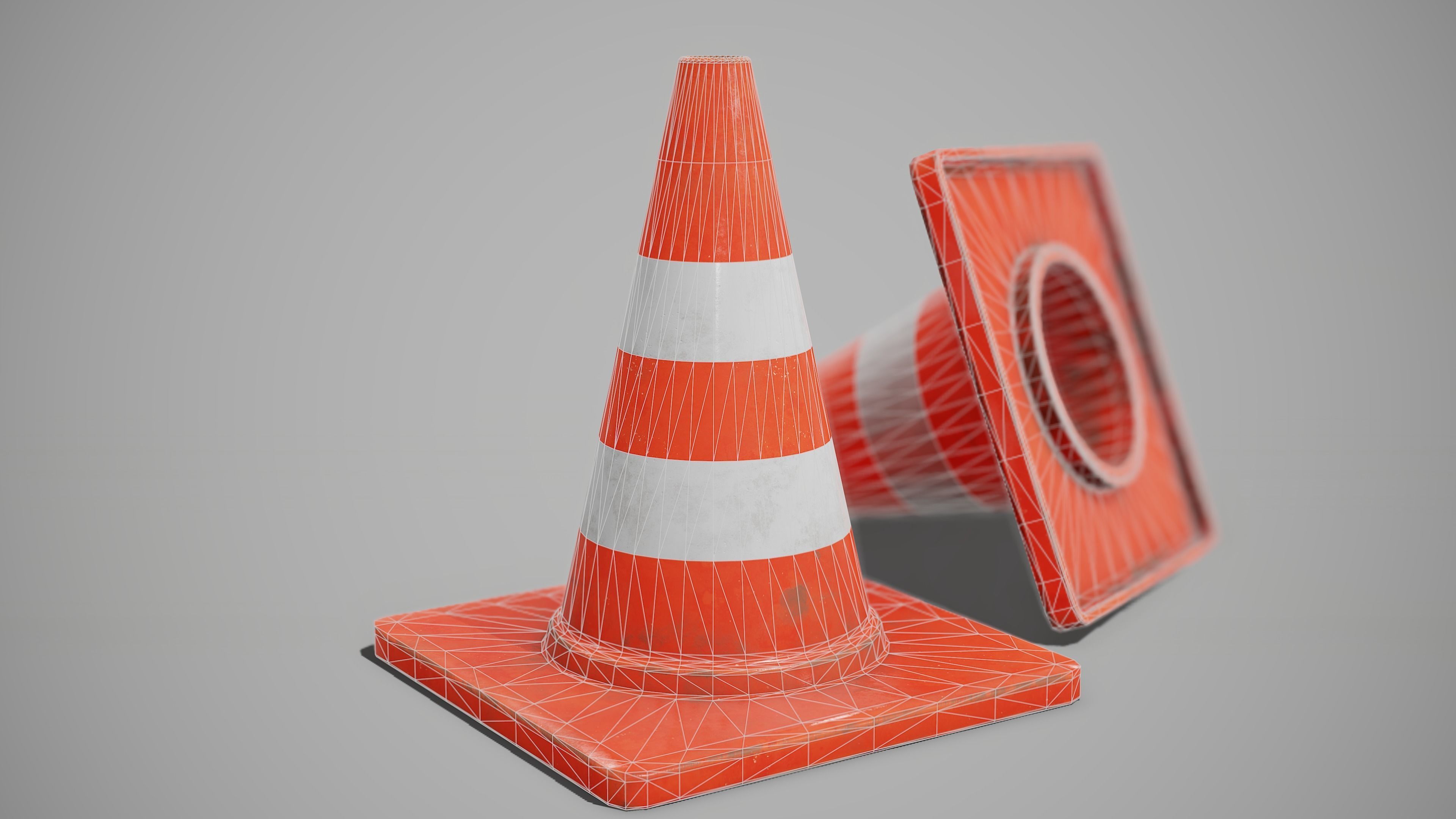 Traffic Cone Low-poly 3D model_2