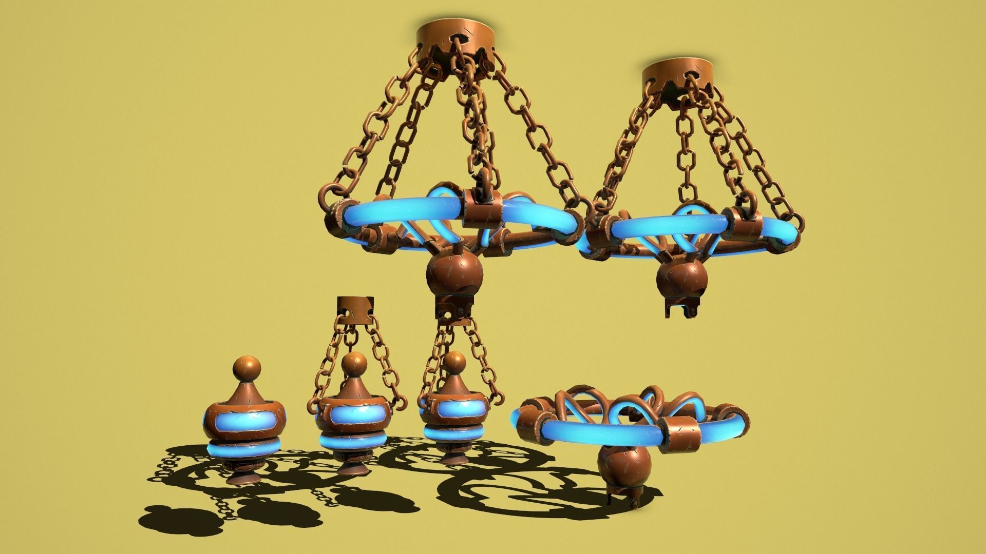 Fantasy lamps Low-poly 3D model_13