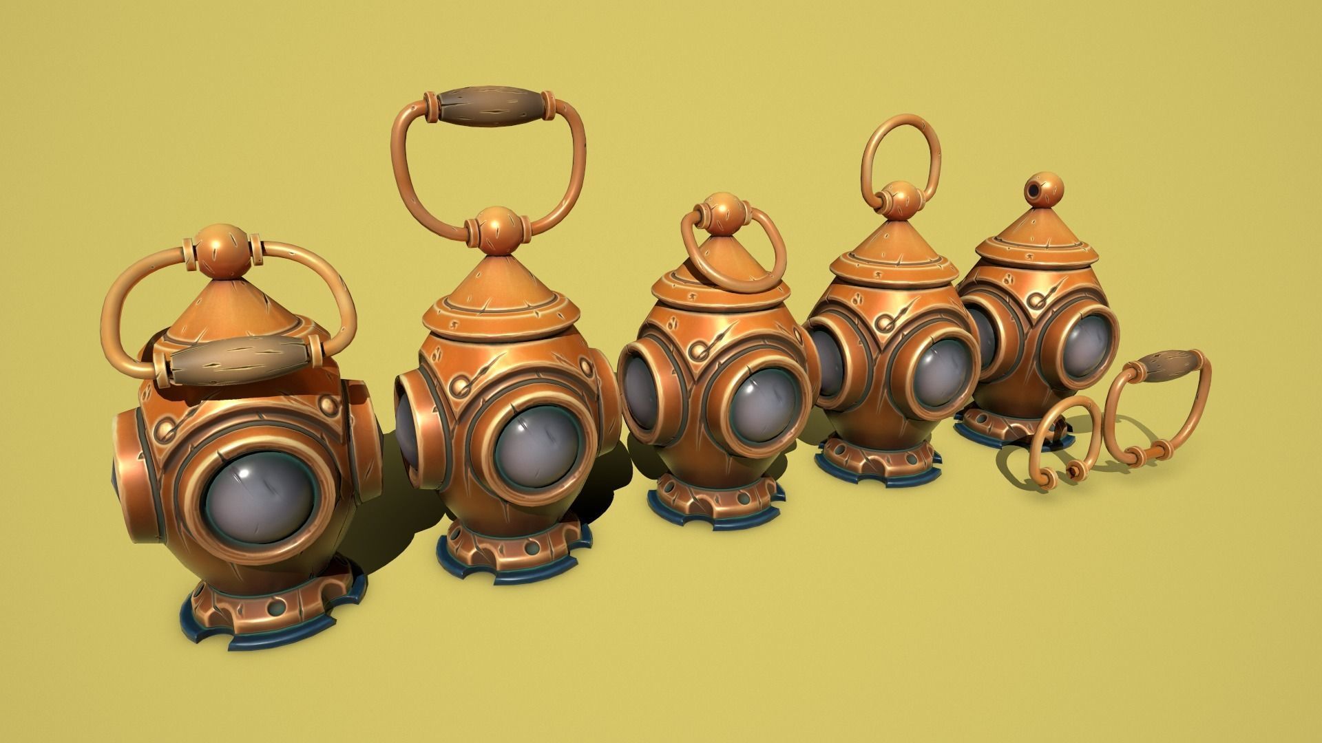 Fantasy lamps Low-poly 3D model_6