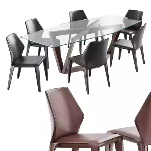 natuzzi frida chair hex table 3D model