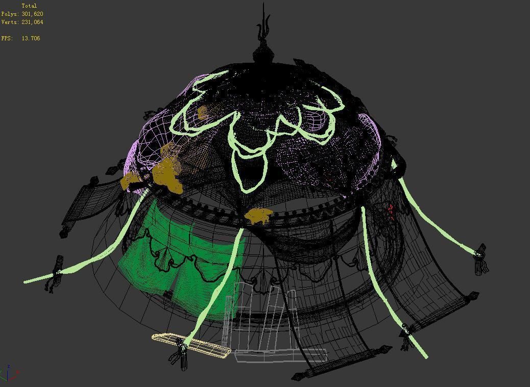 Yurt-tent-red style 01 3D model_3