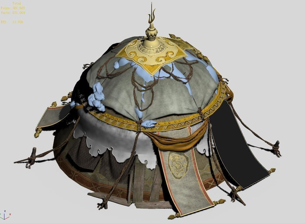 Yurt-tent-red style 01 3D model_4