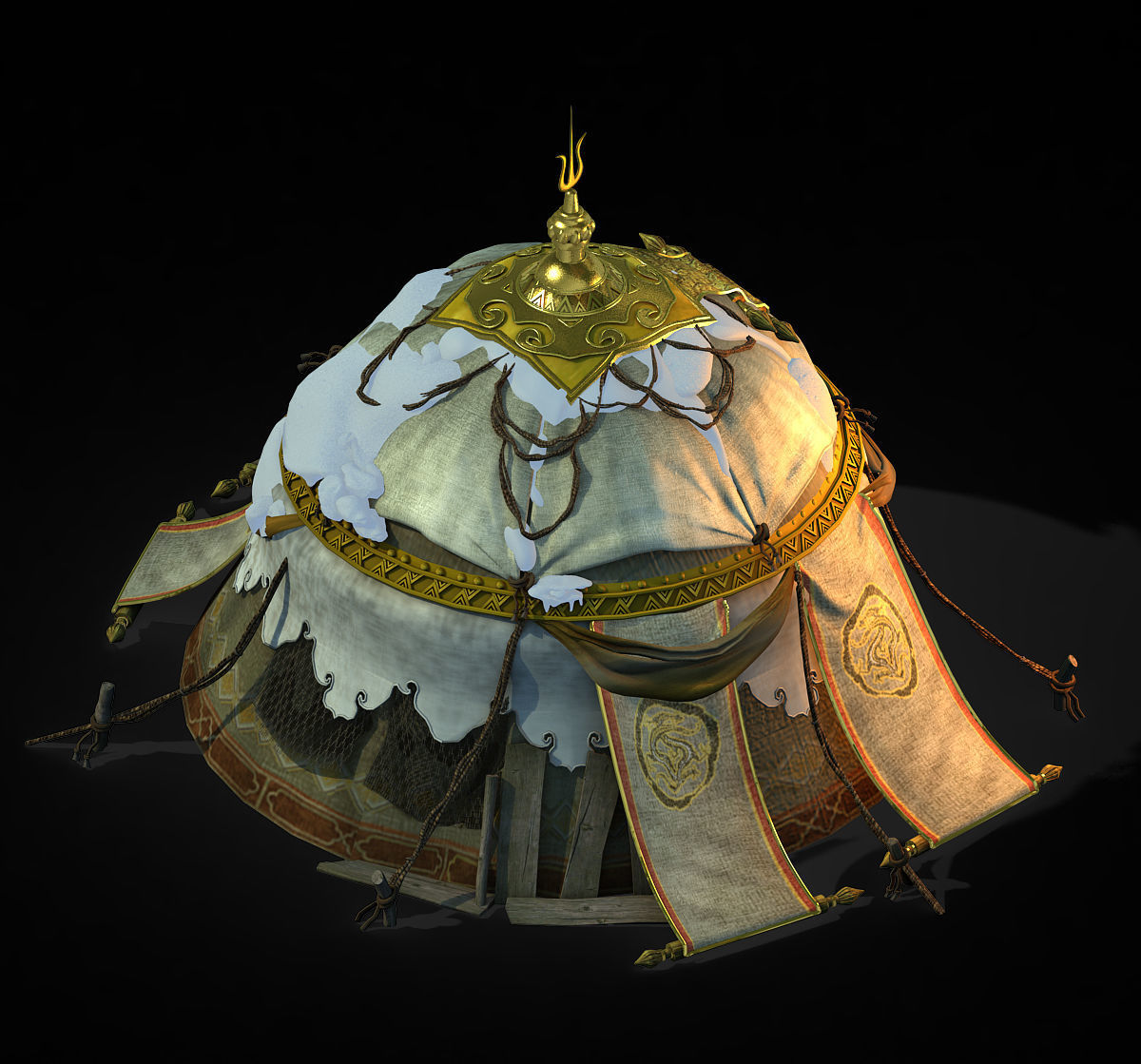 Yurt-tent-red style 01 3D model_1