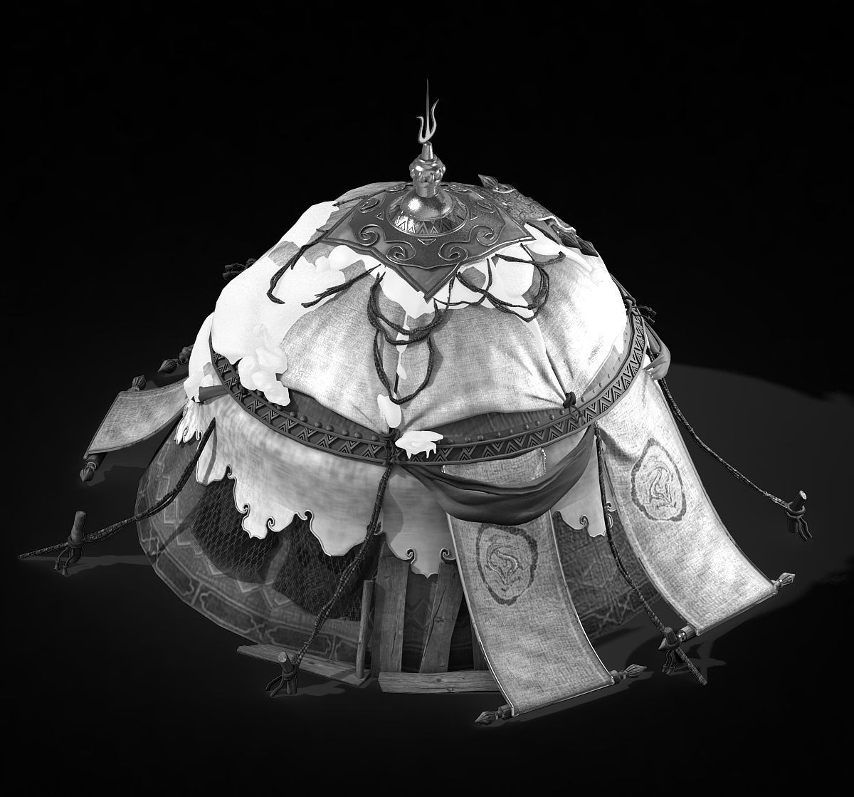 Yurt-tent-red style 01 3D model_2