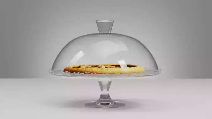 Glass Cake Stand Base Dome Bell and Scanned Pie 