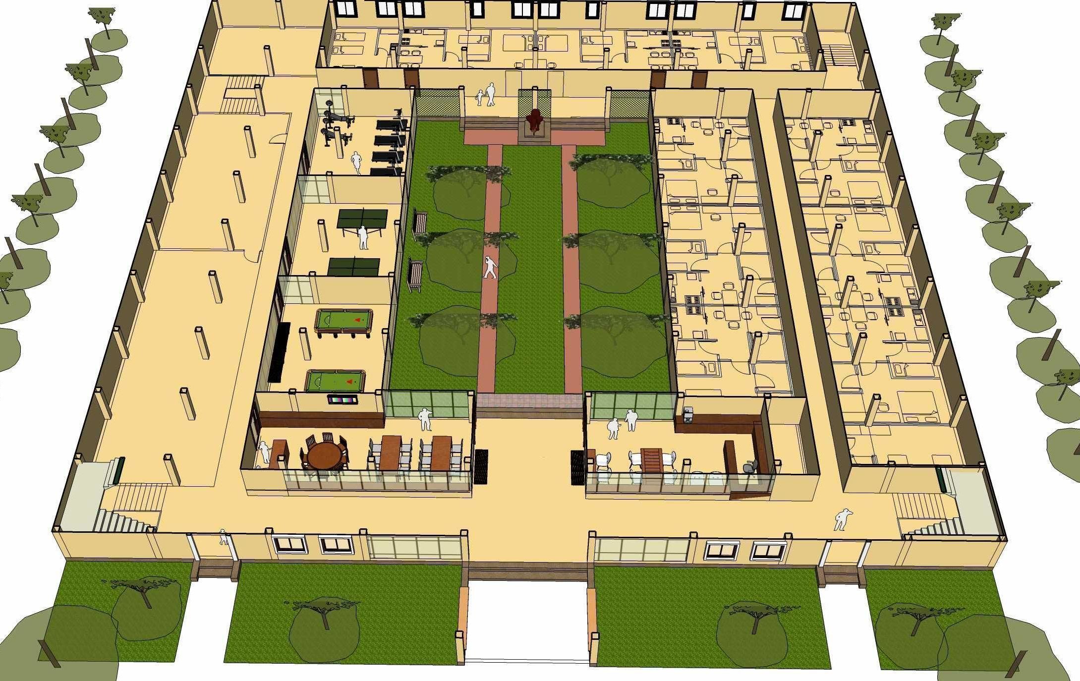 Apartment building 3D model_3