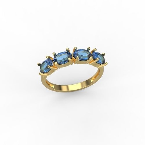 Women ring with gems oval cut 3dm stl Free 3D print model