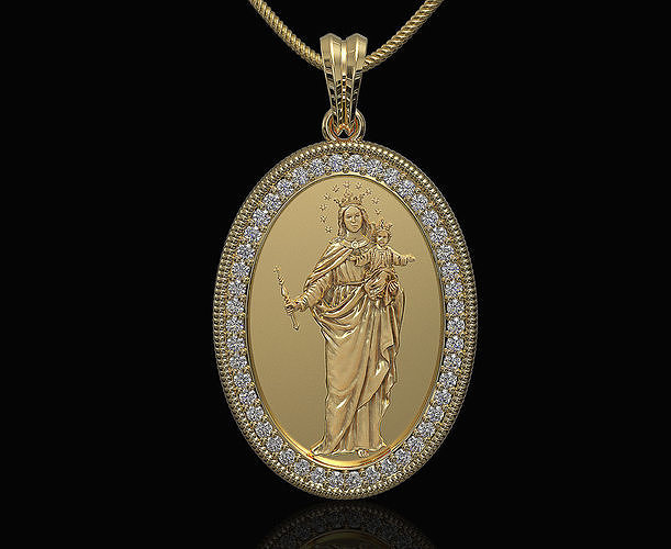 Mary with baby jesus pendant 3D print model