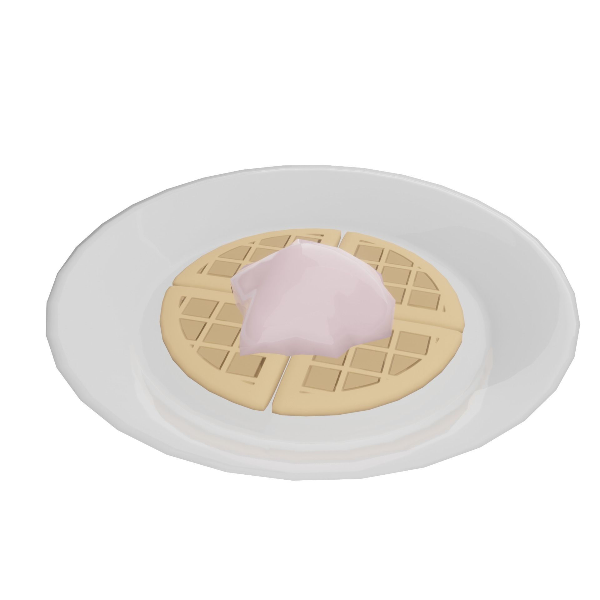 Waffle with ice cream Free low-poly 3D model_3