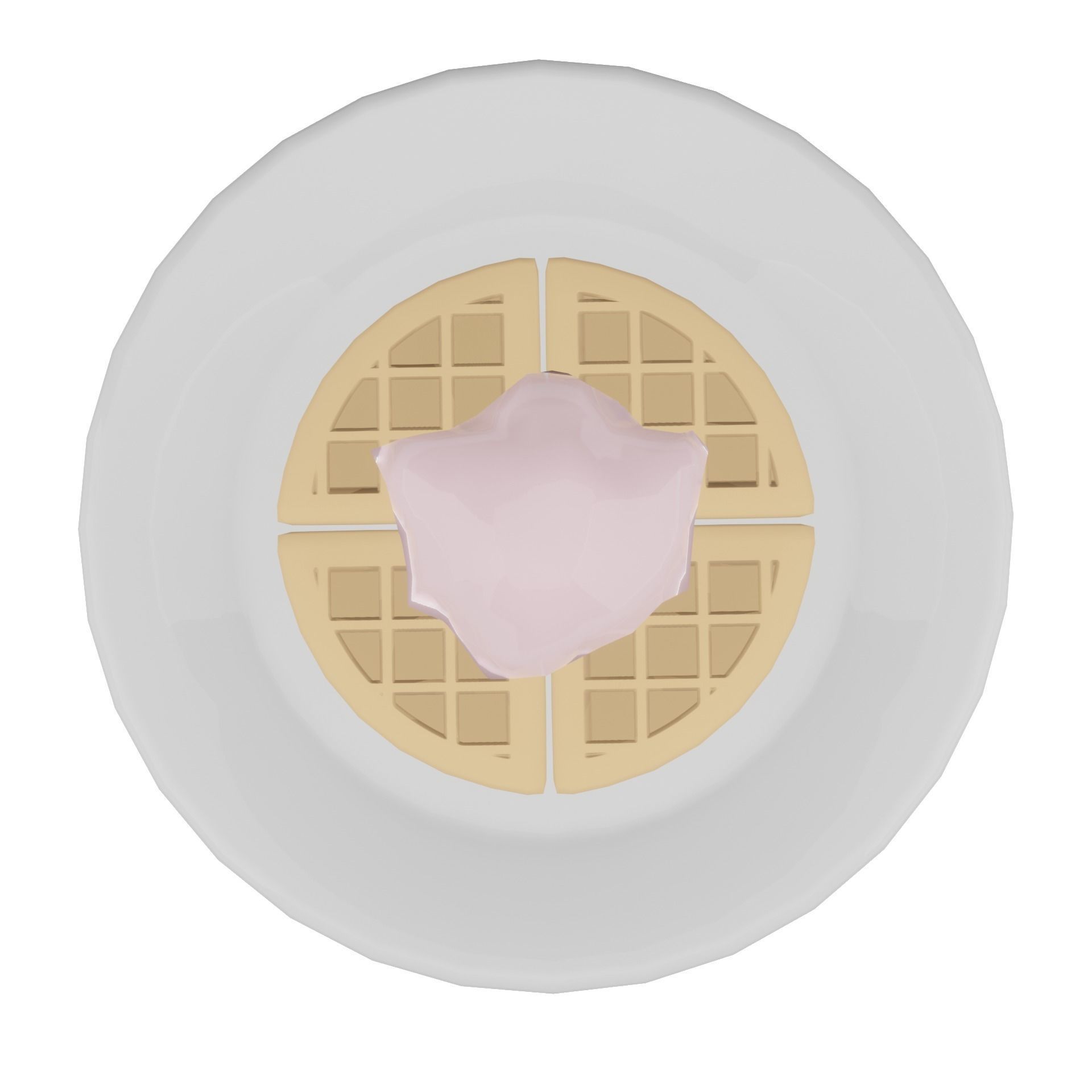 Waffle with ice cream Free low-poly 3D model_2