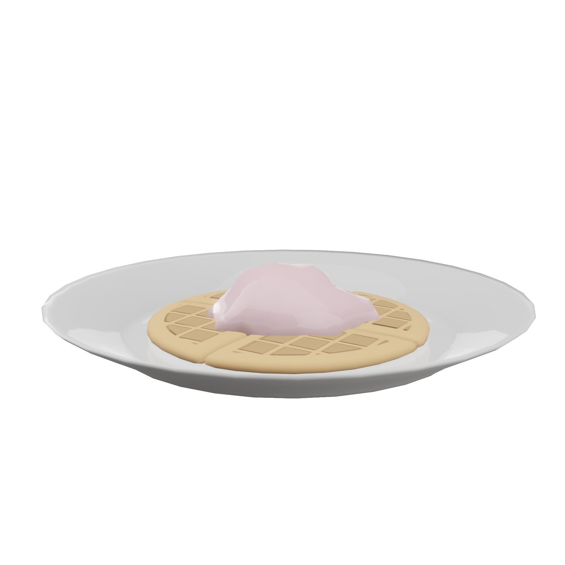 Waffle with ice cream Free low-poly 3D model_1