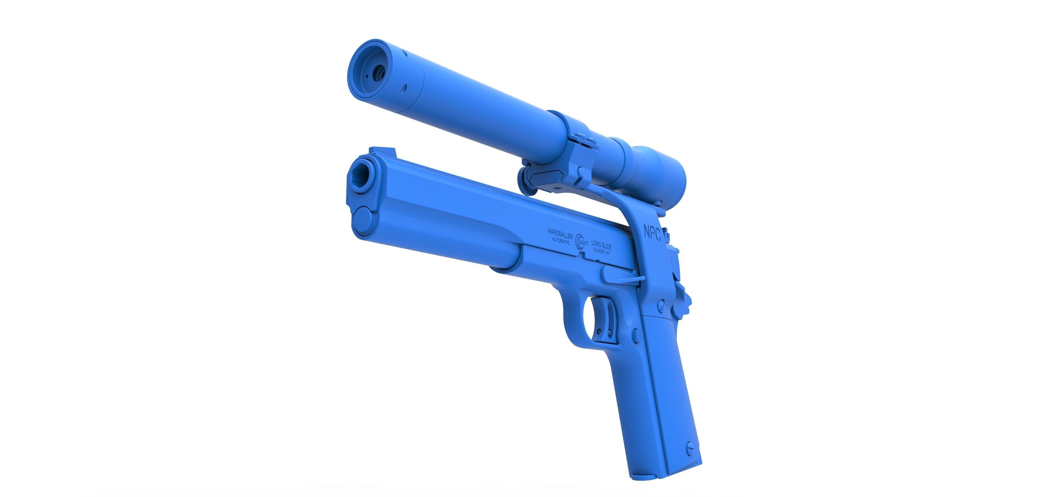 Pistol AMT Hardballer Long Slide from the movie Terminator 1984 3D model_18