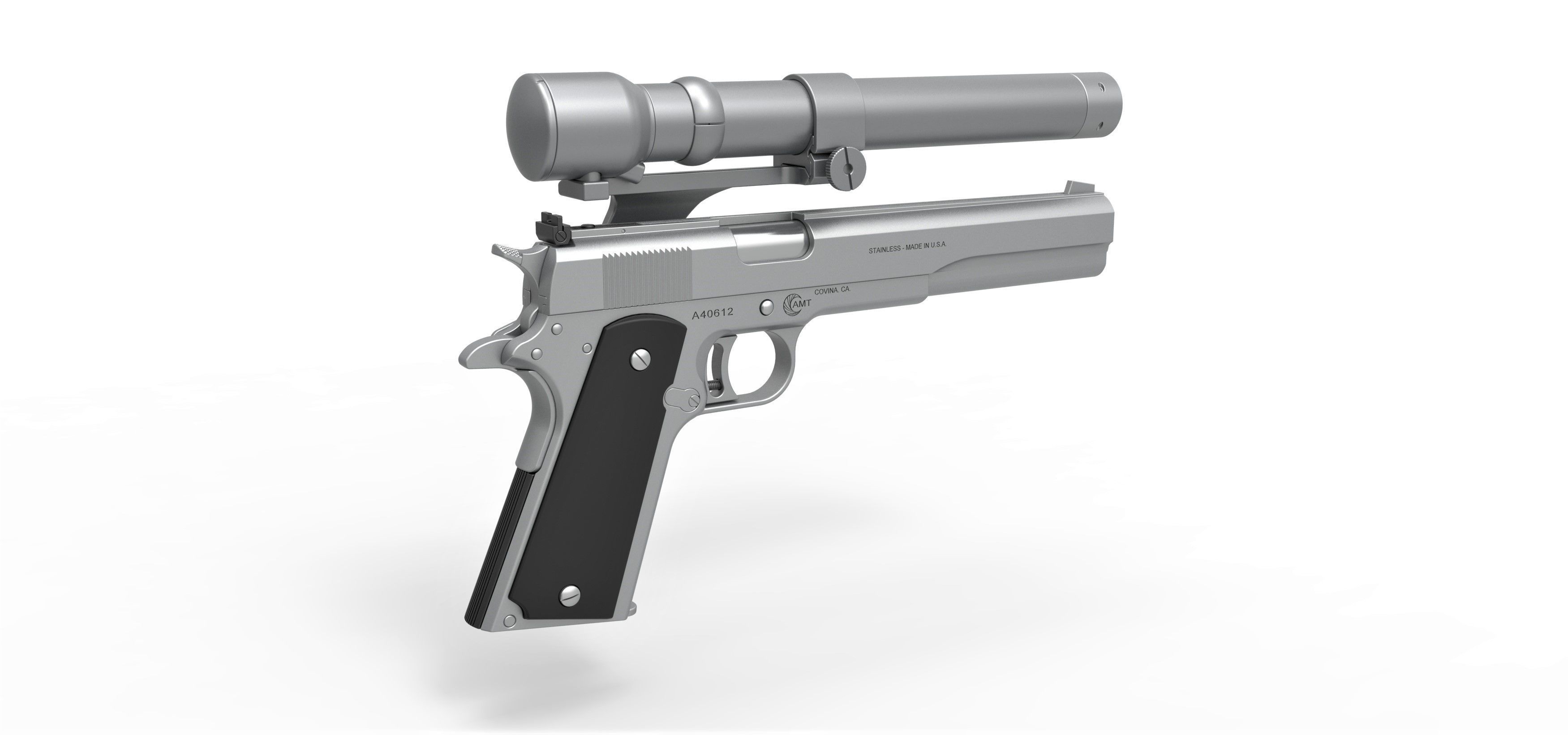 Pistol AMT Hardballer Long Slide from the movie Terminator 1984 3D model_12