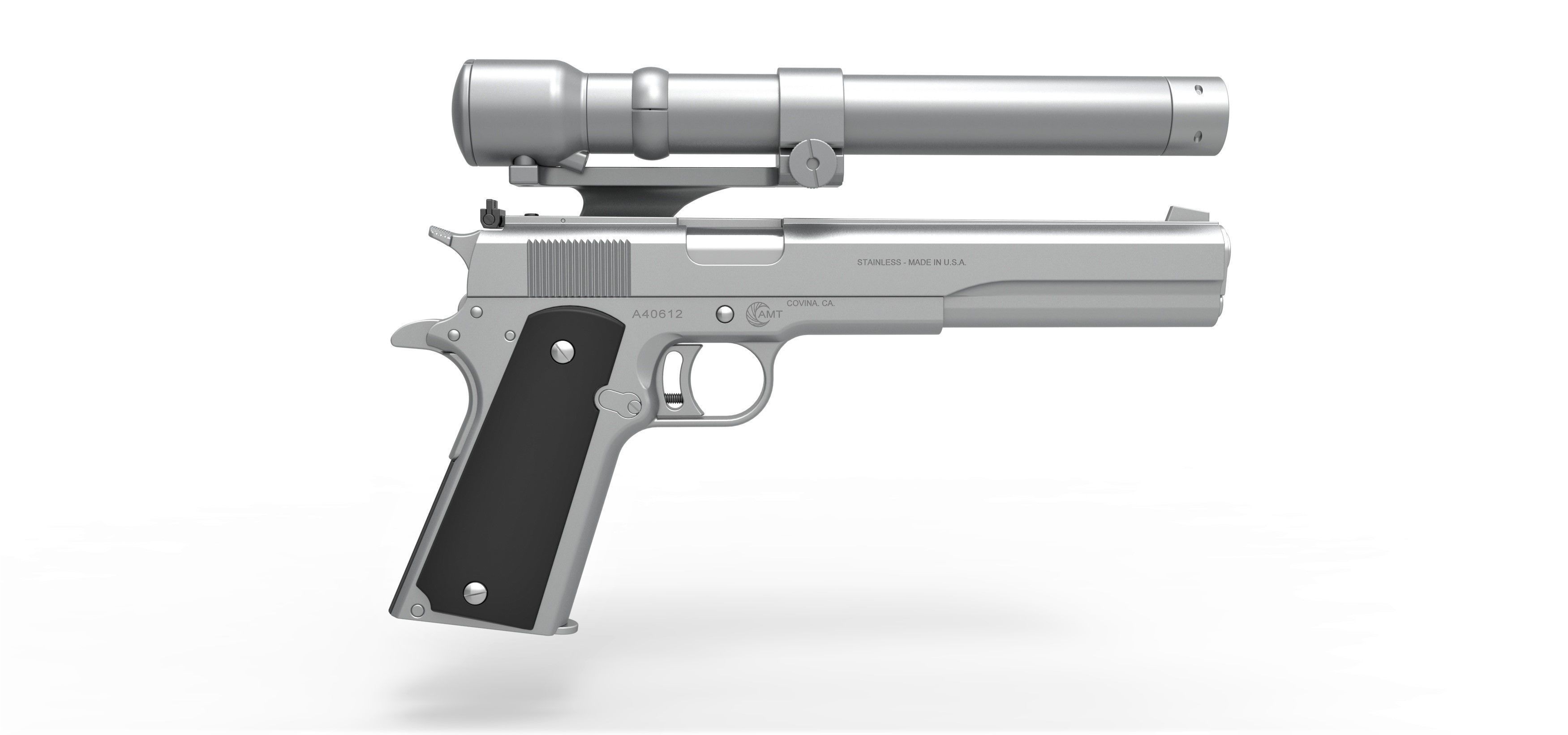 Pistol AMT Hardballer Long Slide from the movie Terminator 1984 3D model_13