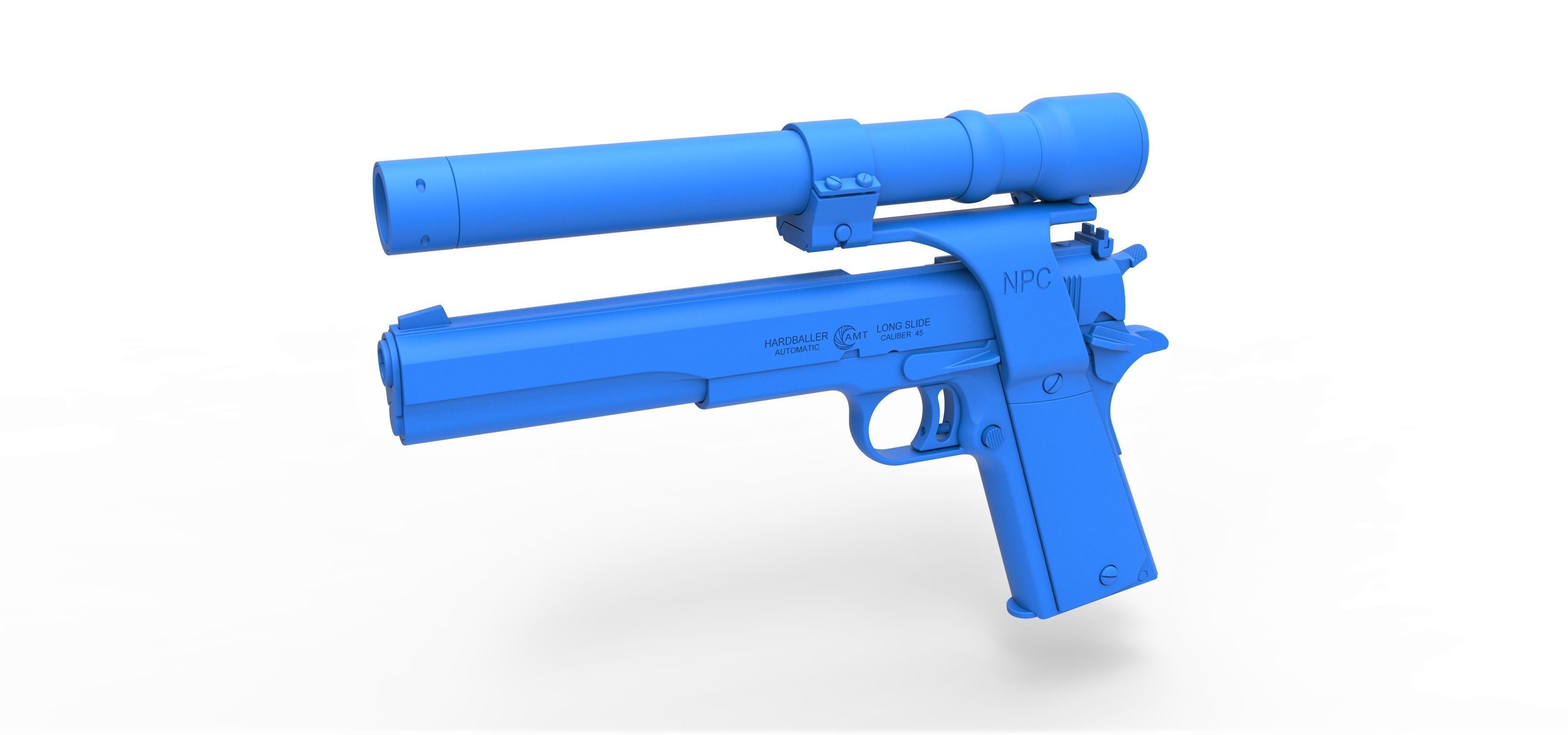 Pistol AMT Hardballer Long Slide from the movie Terminator 1984 3D model_15