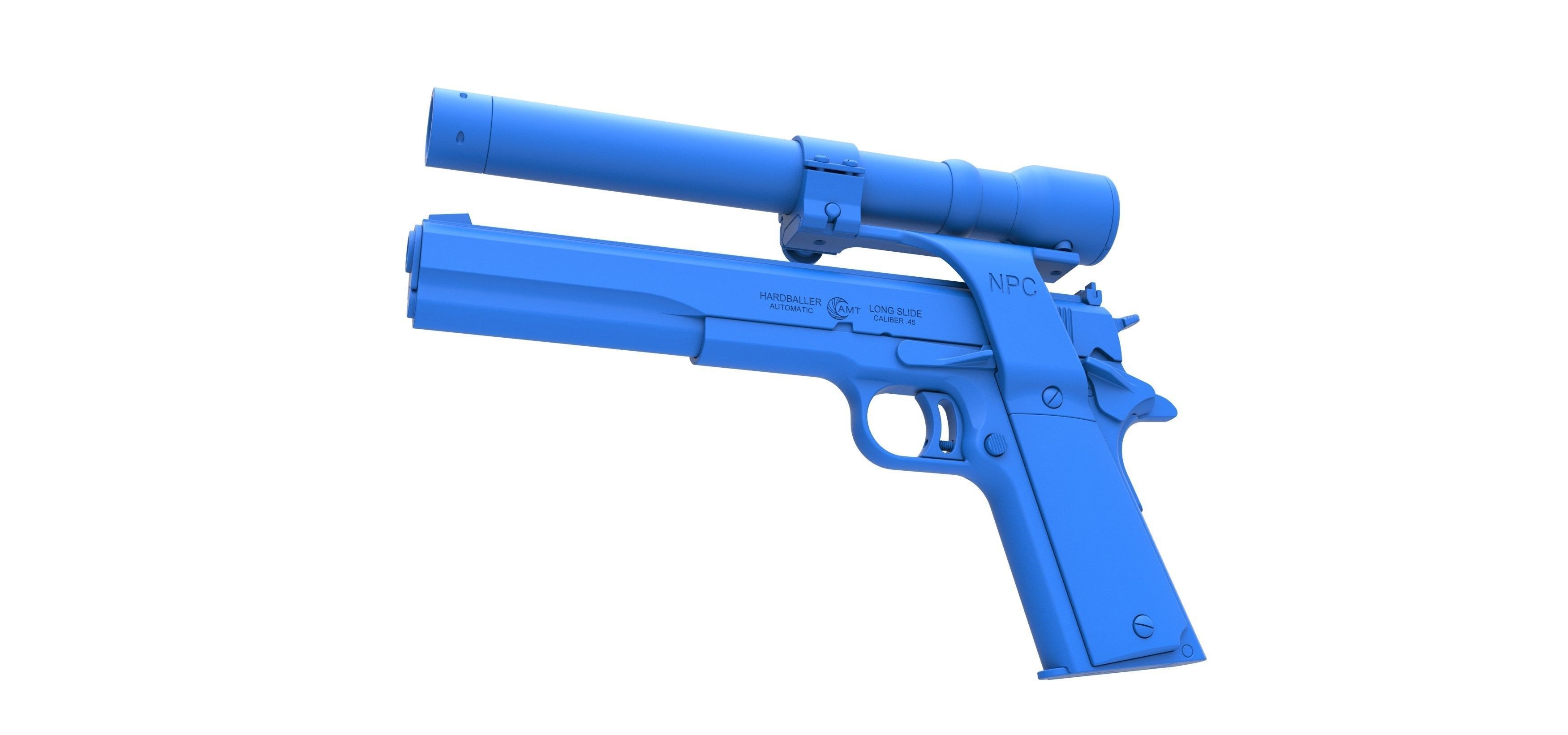 Pistol AMT Hardballer Long Slide from the movie Terminator 1984 3D model_16