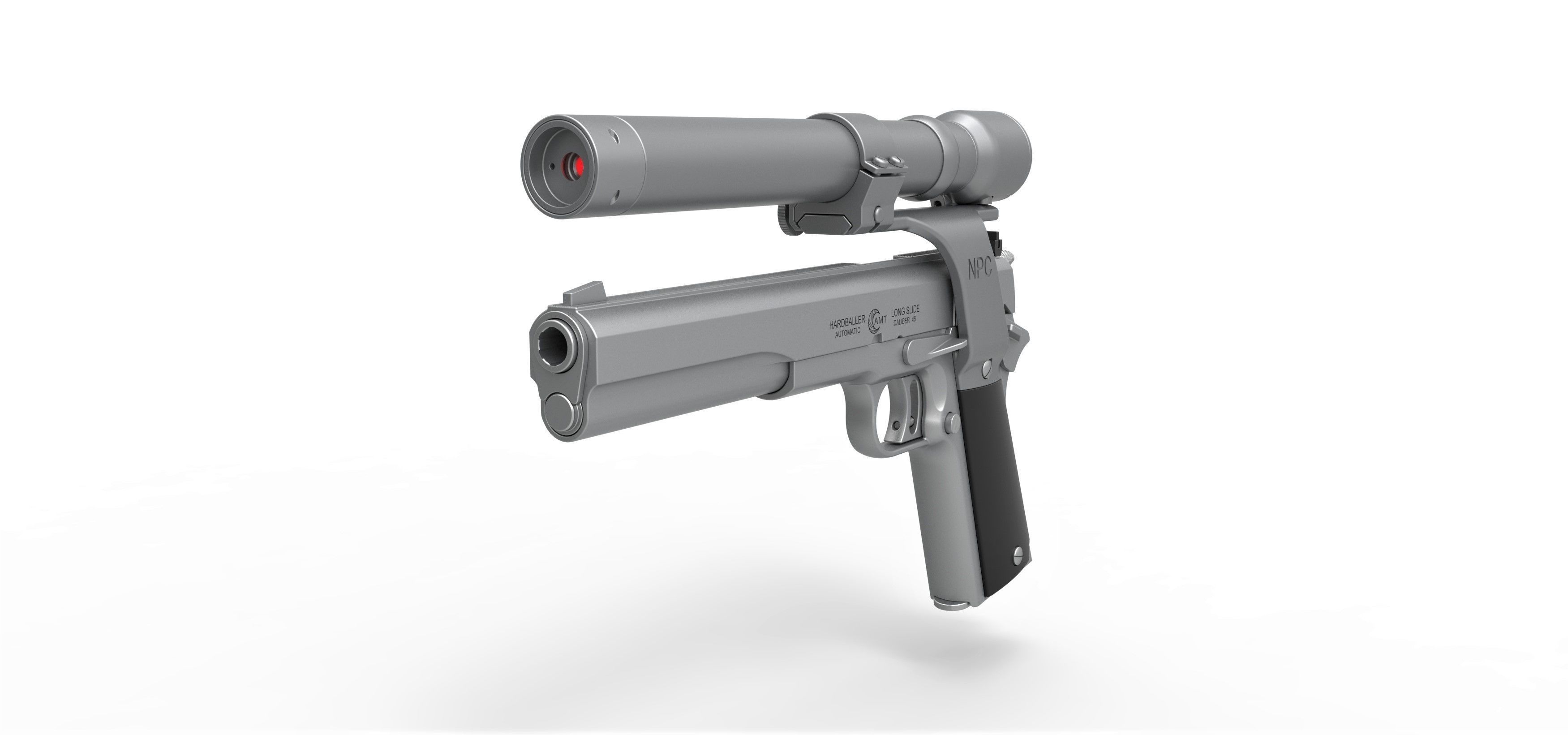 Pistol AMT Hardballer Long Slide from the movie Terminator 1984 3D model_3