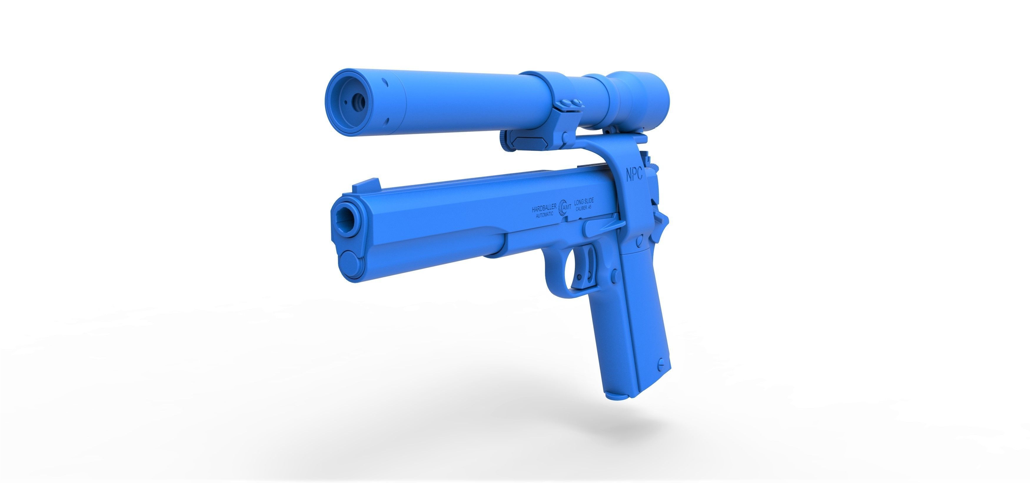 Pistol AMT Hardballer Long Slide from the movie Terminator 1984 3D model_17