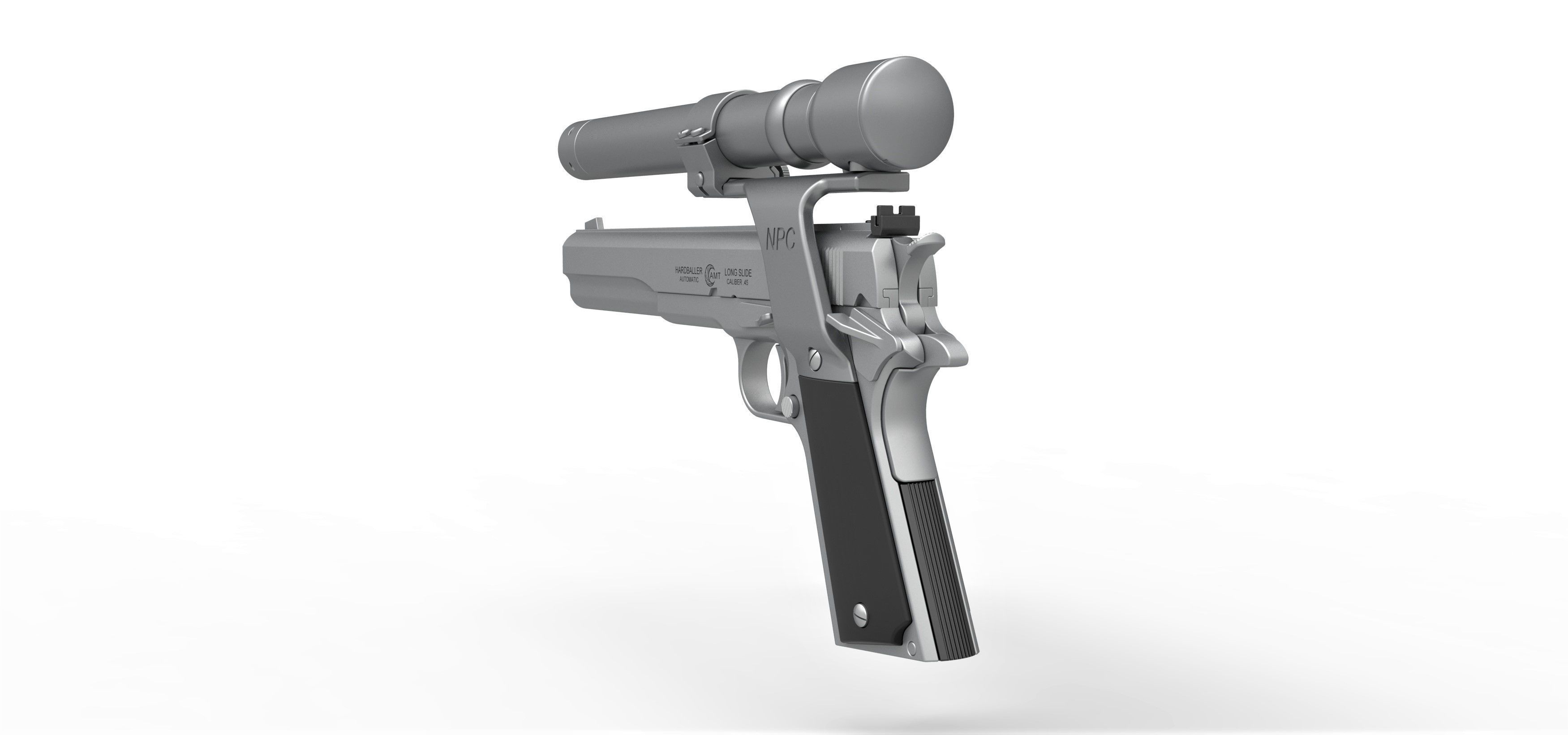 Pistol AMT Hardballer Long Slide from the movie Terminator 1984 3D model_10