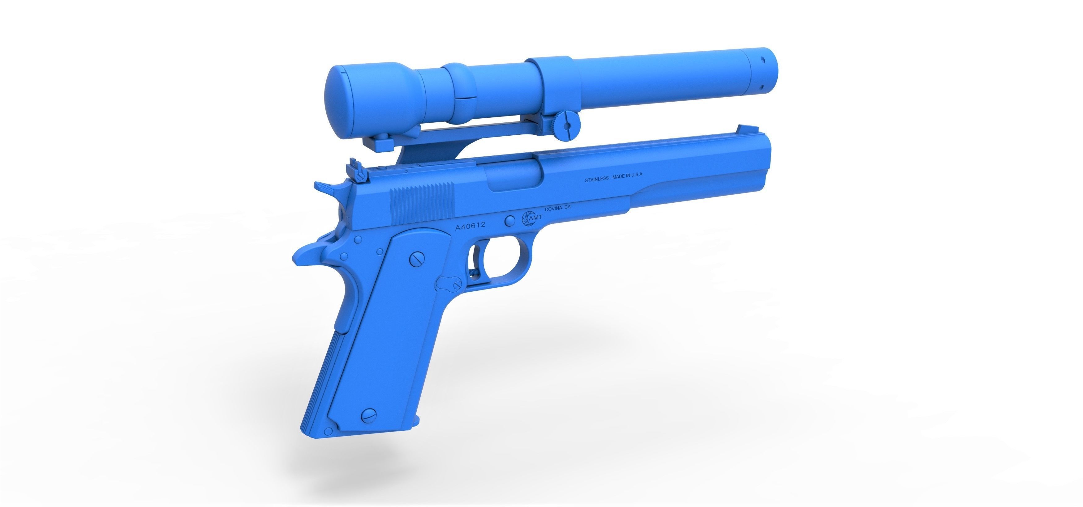 Pistol AMT Hardballer Long Slide from the movie Terminator 1984 3D model_23