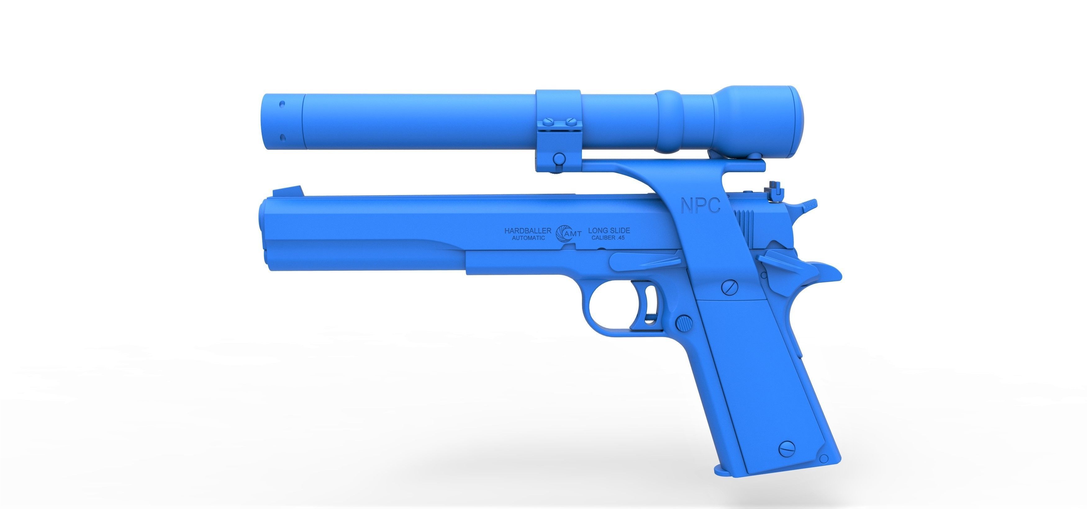 Pistol AMT Hardballer Long Slide from the movie Terminator 1984 3D model_19