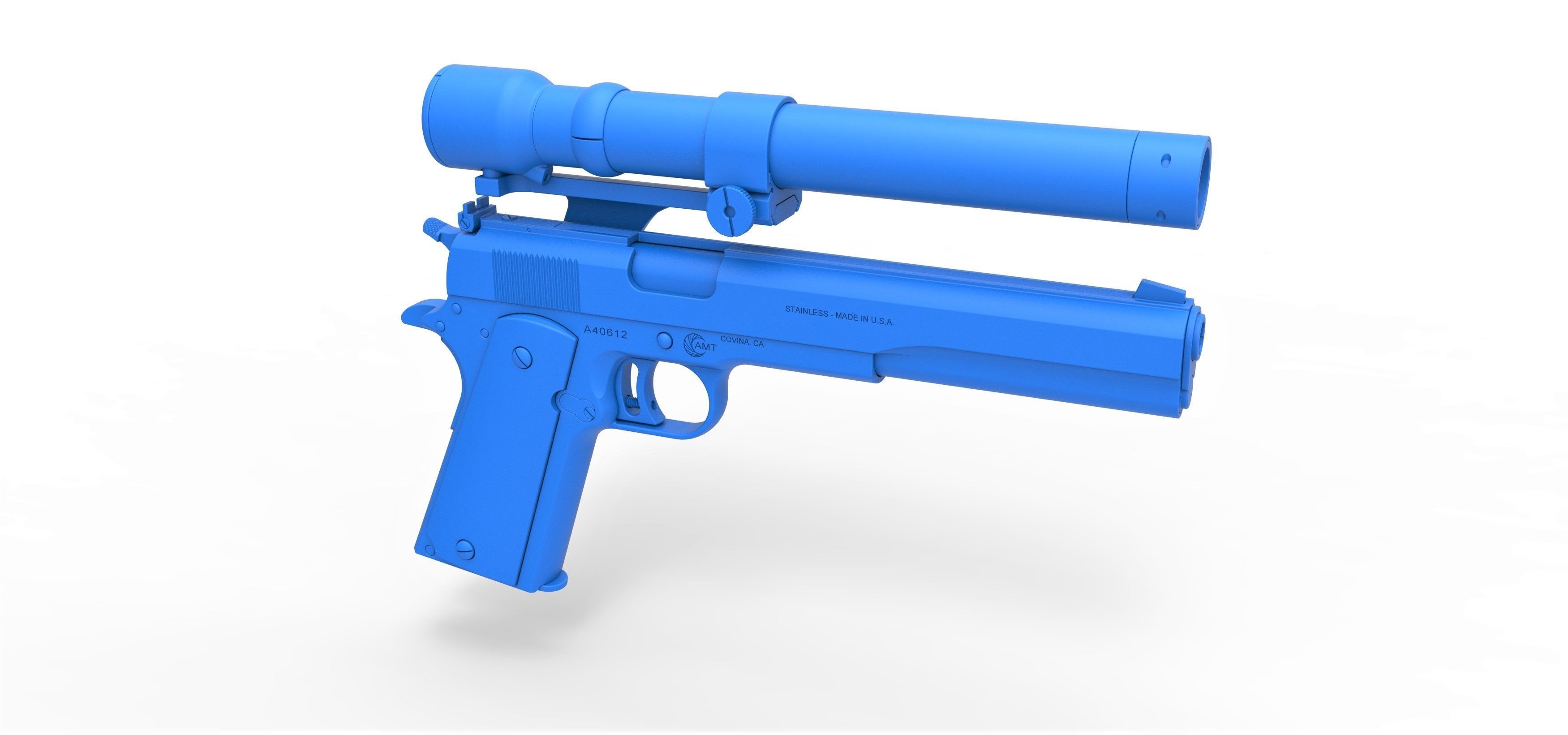 Pistol AMT Hardballer Long Slide from the movie Terminator 1984 3D model_25