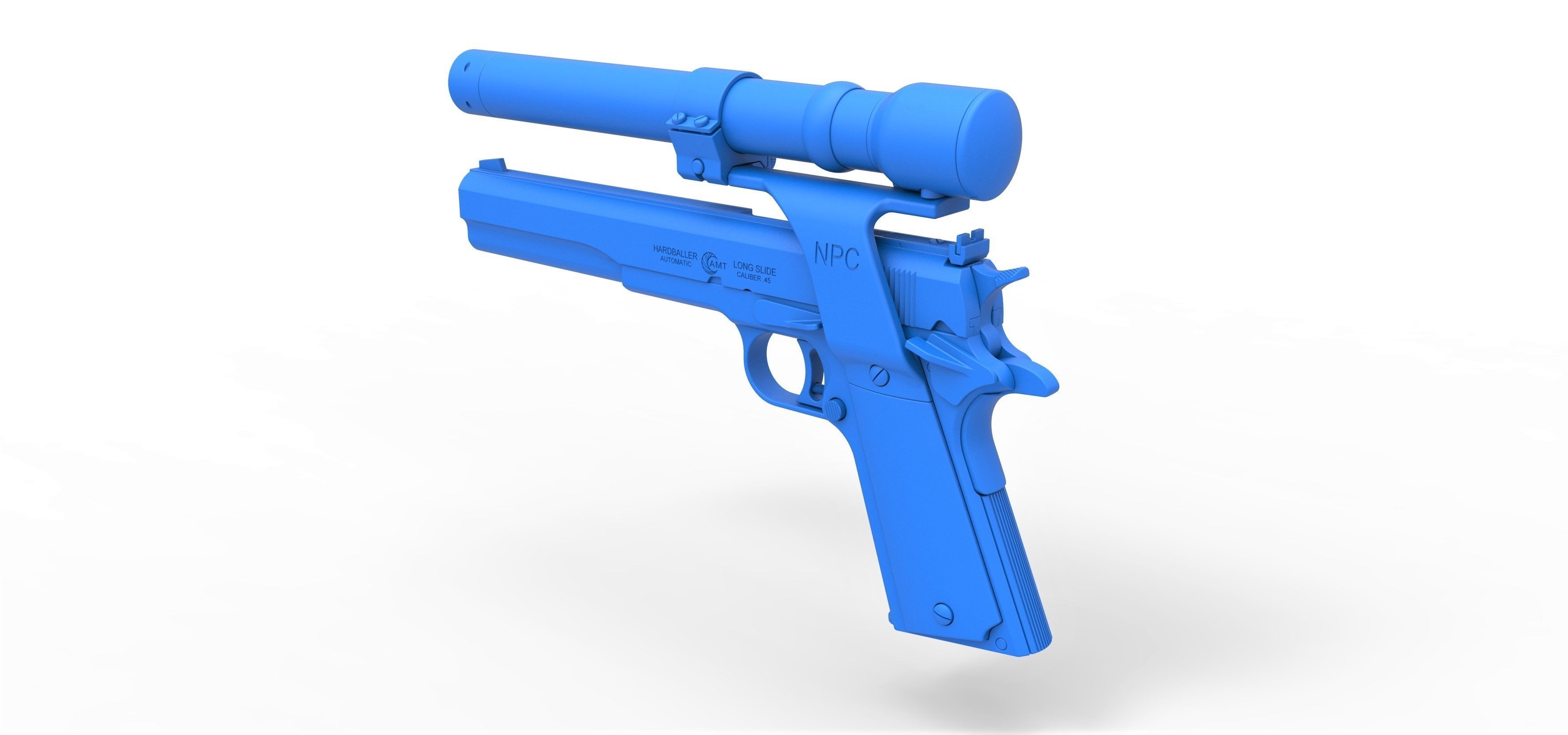 Pistol AMT Hardballer Long Slide from the movie Terminator 1984 3D model_21