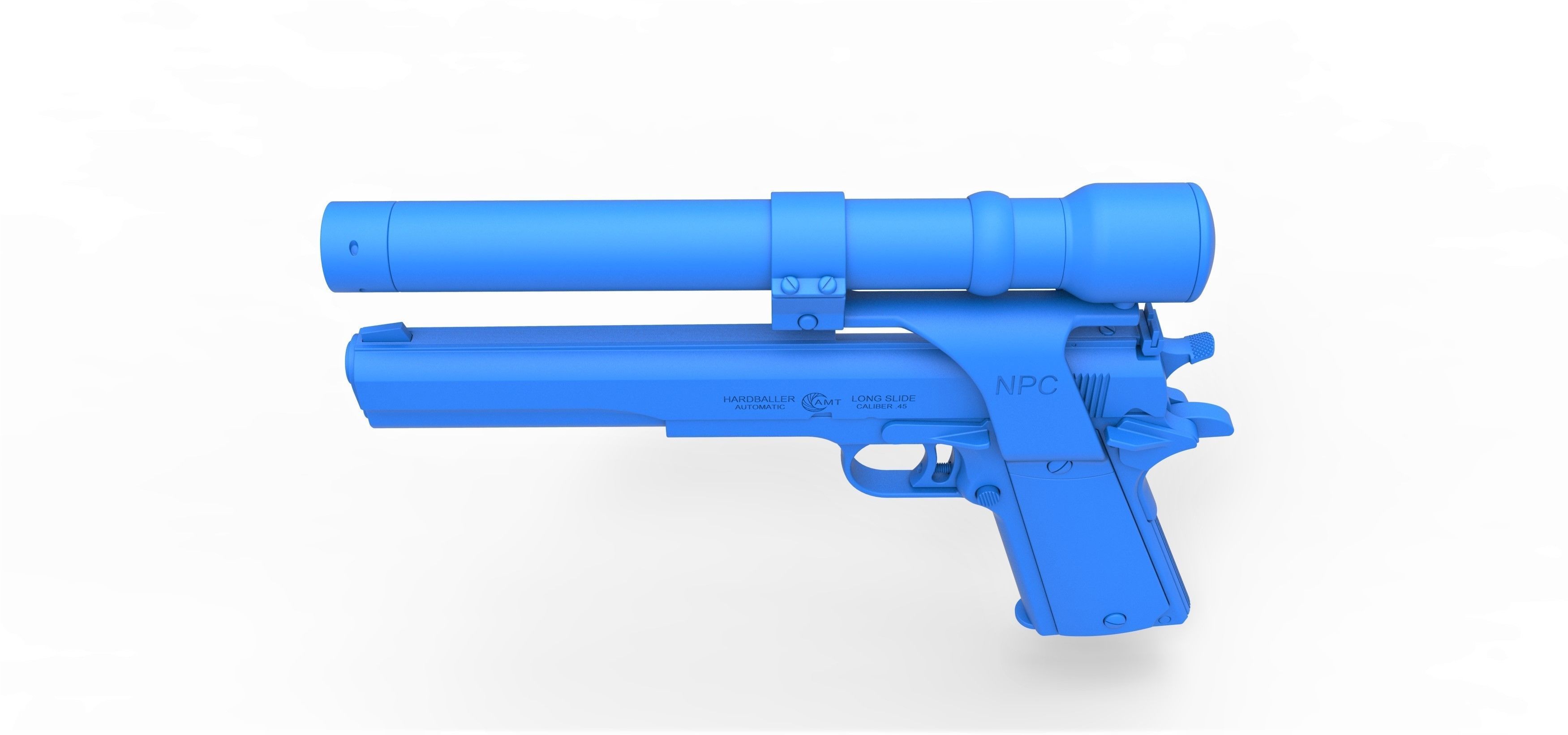 Pistol AMT Hardballer Long Slide from the movie Terminator 1984 3D model_20