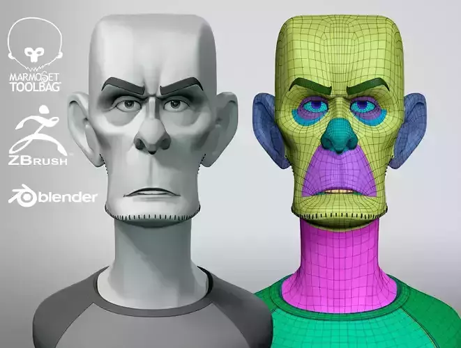 Cartoon male character Gustavo base mesh 3D model