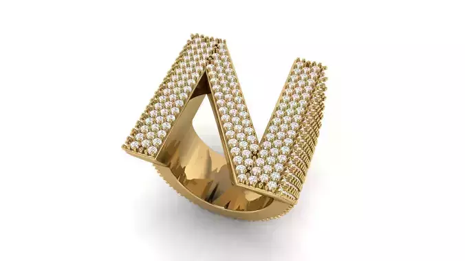 N Letter Diamond  Ring