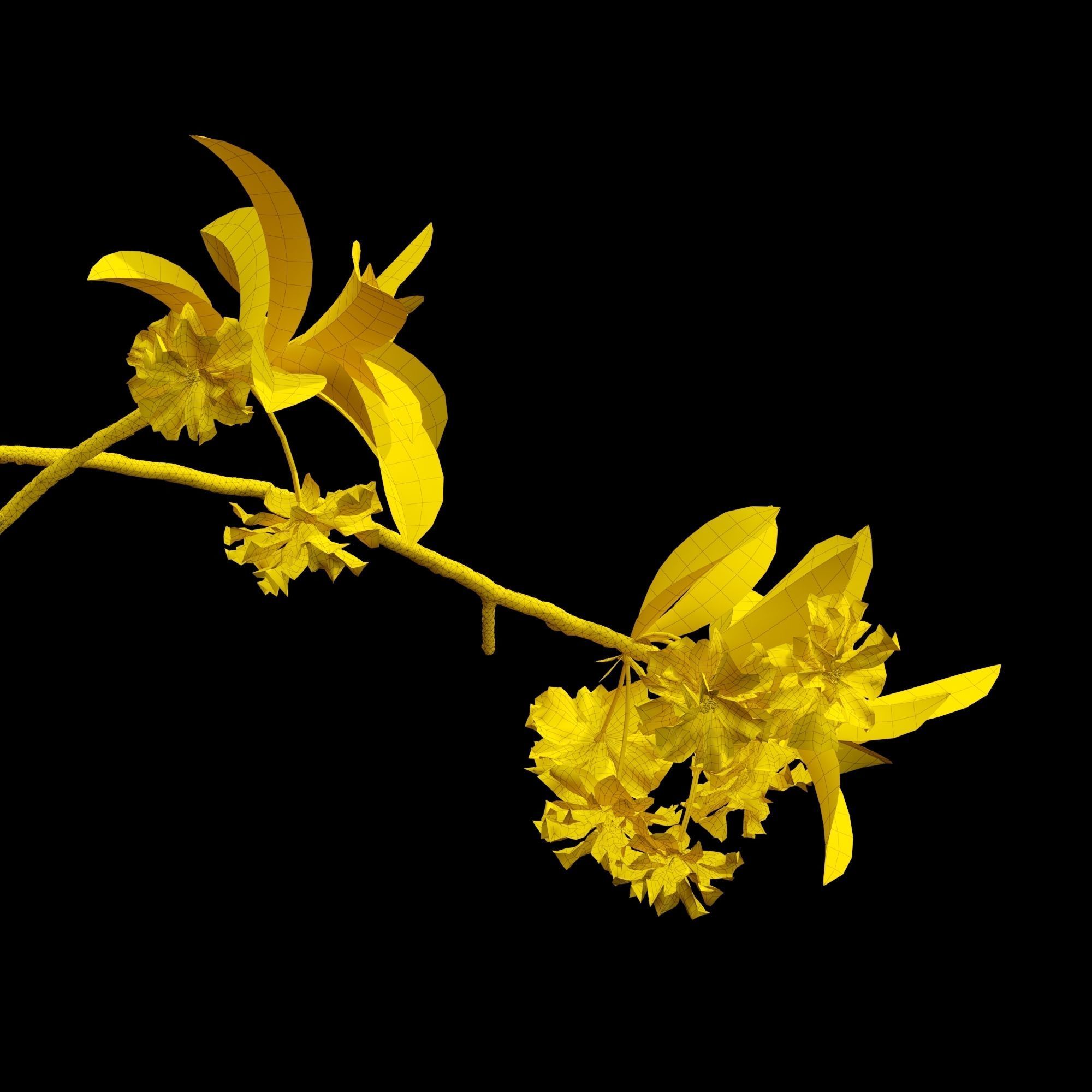 Japanese cherry branches white 3D model_9