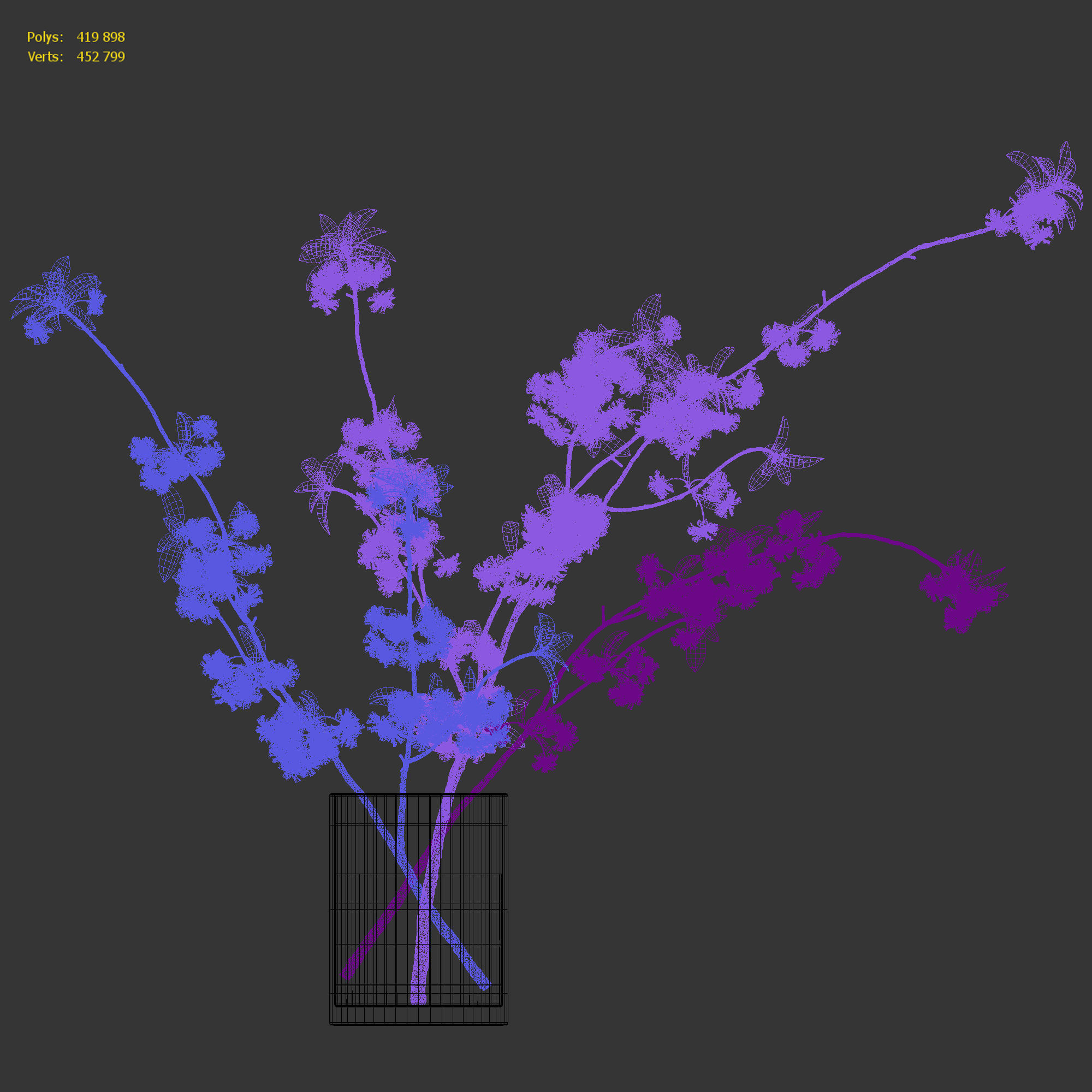 Japanese cherry branches white 3D model_11